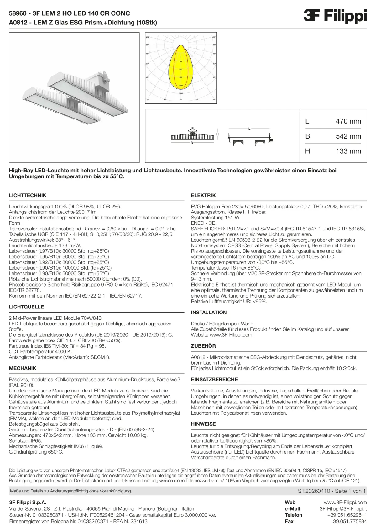 58960+A0812 - 3F LEM 2 HO LED 140 CR CONC + VS - Datasheet - de