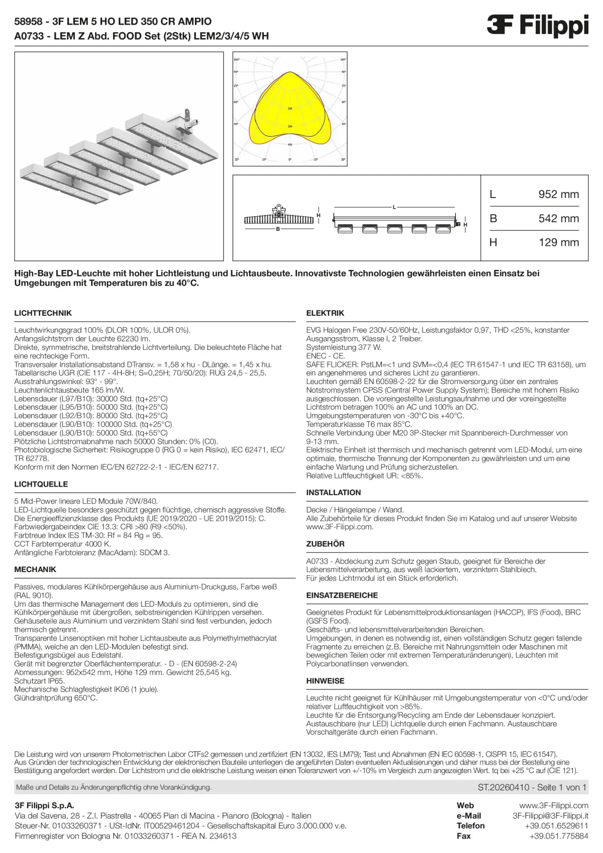 58958+A0733 - 3F LEM 5 HO LED 350 CR AMPIO + FOOD - Datasheet - de