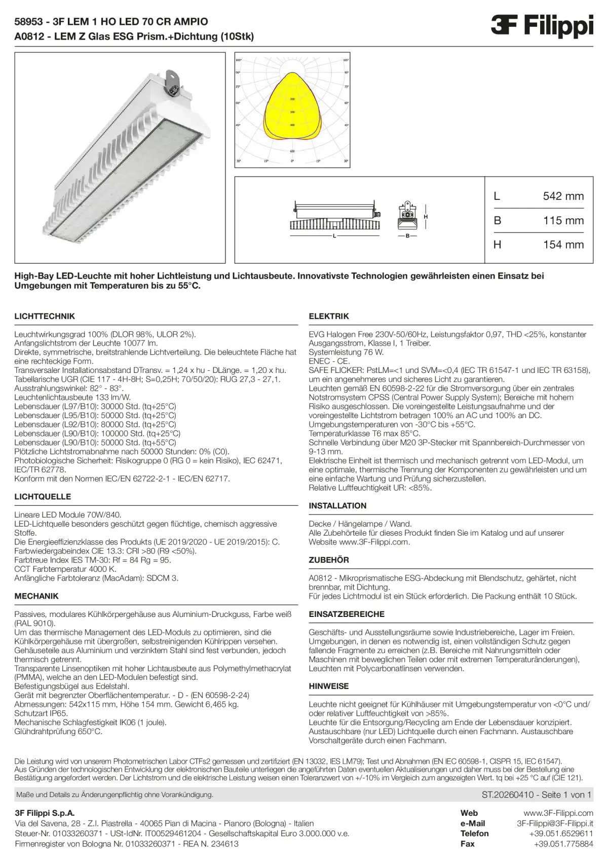 58953+A0812 - 3F LEM 1 HO LED 70 CR AMPIO + VS - Datasheet - de