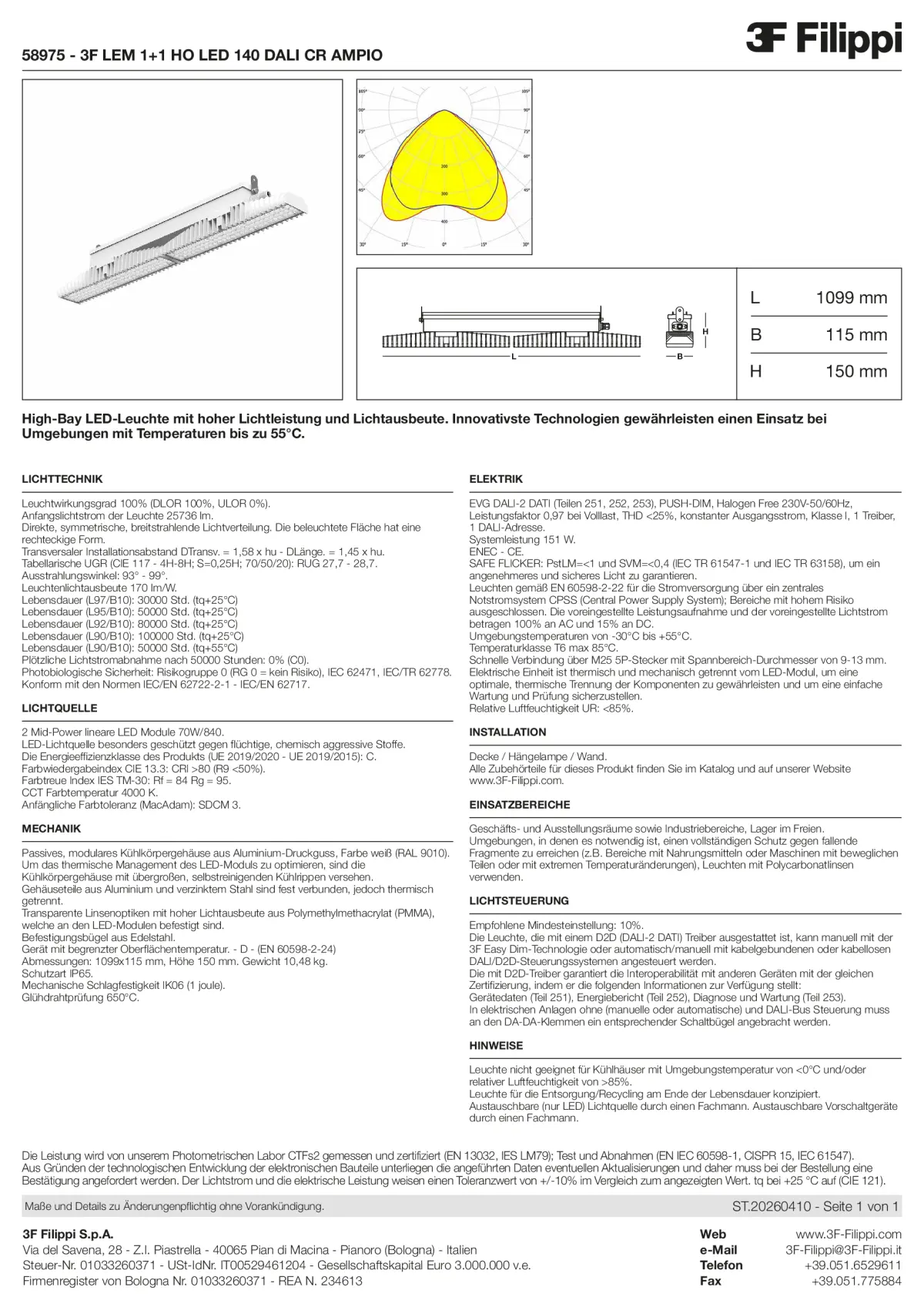 58975 - 3F LEM 1+1 HO LED 140 DALI CR AMPIO - Datasheet - de
