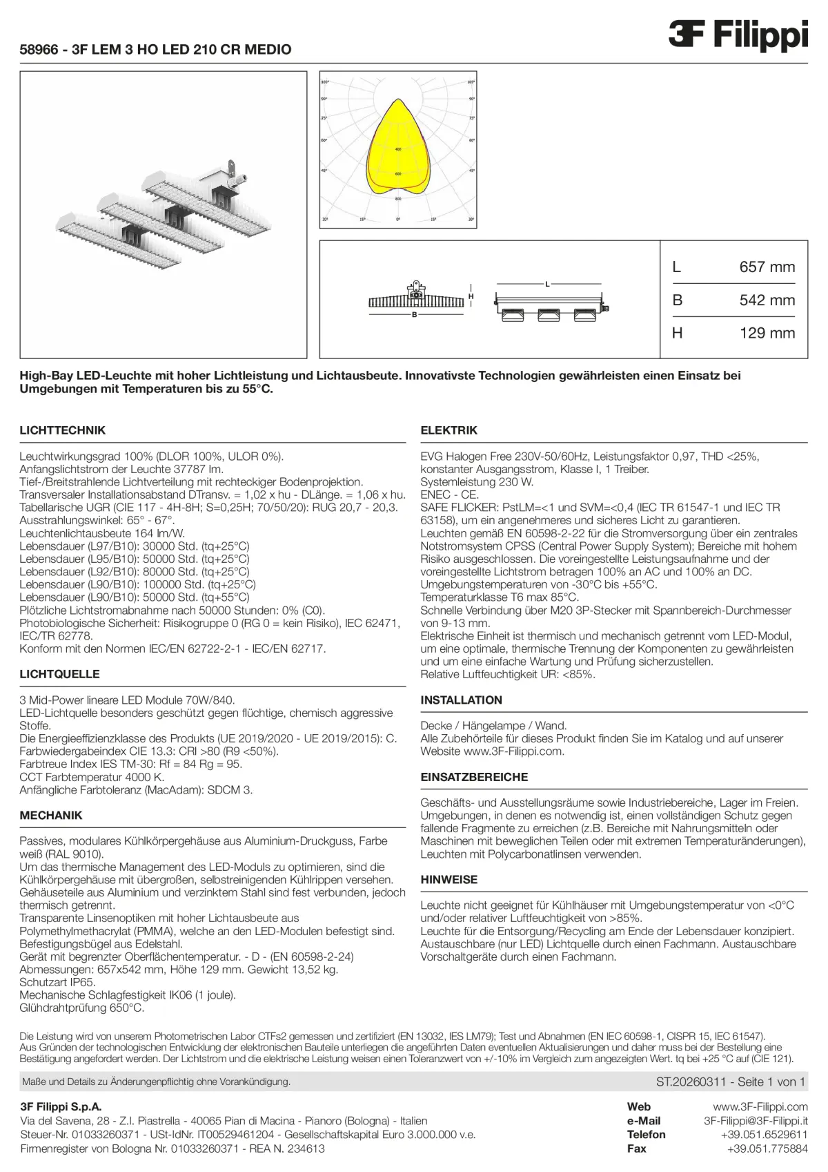 58966 - 3F LEM 3 HO LED 210 CR MEDIO - Datasheet - de