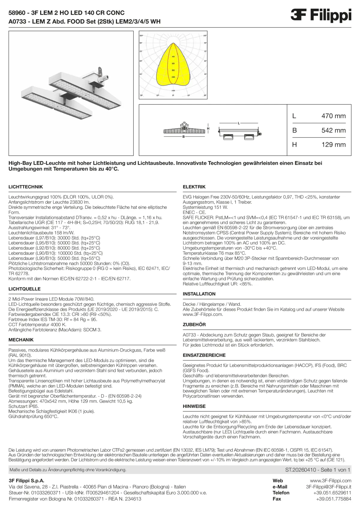 58960+A0733 - 3F LEM 2 HO LED 140 CR CONC + FOOD - Datasheet - de