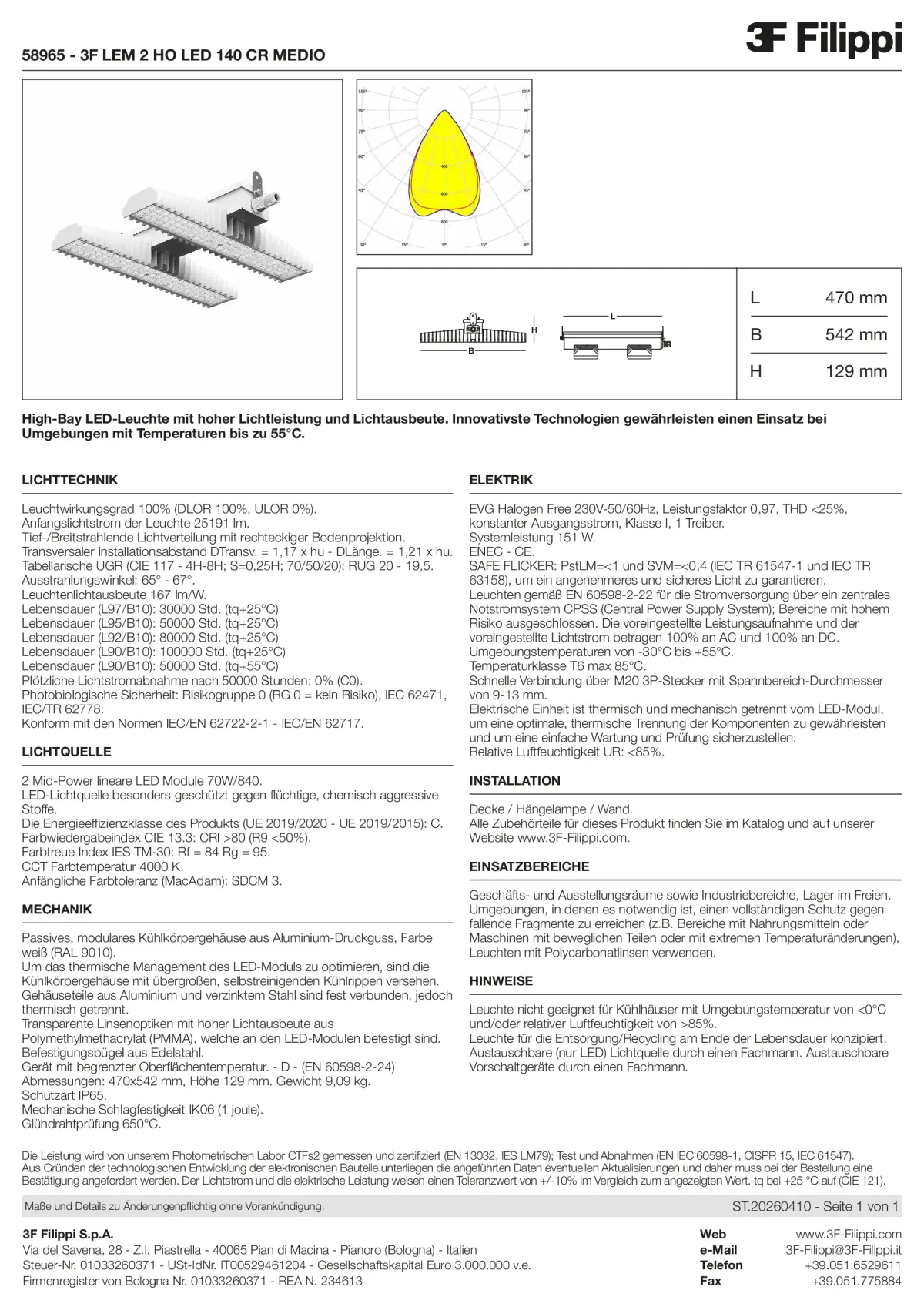 58965 - 3F LEM 2 HO LED 140 CR MEDIO - Datasheet - de