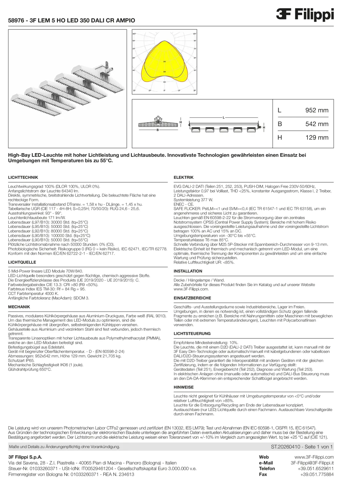 58976 - 3F LEM 5 HO LED 350 DALI CR AMPIO - Datasheet - de