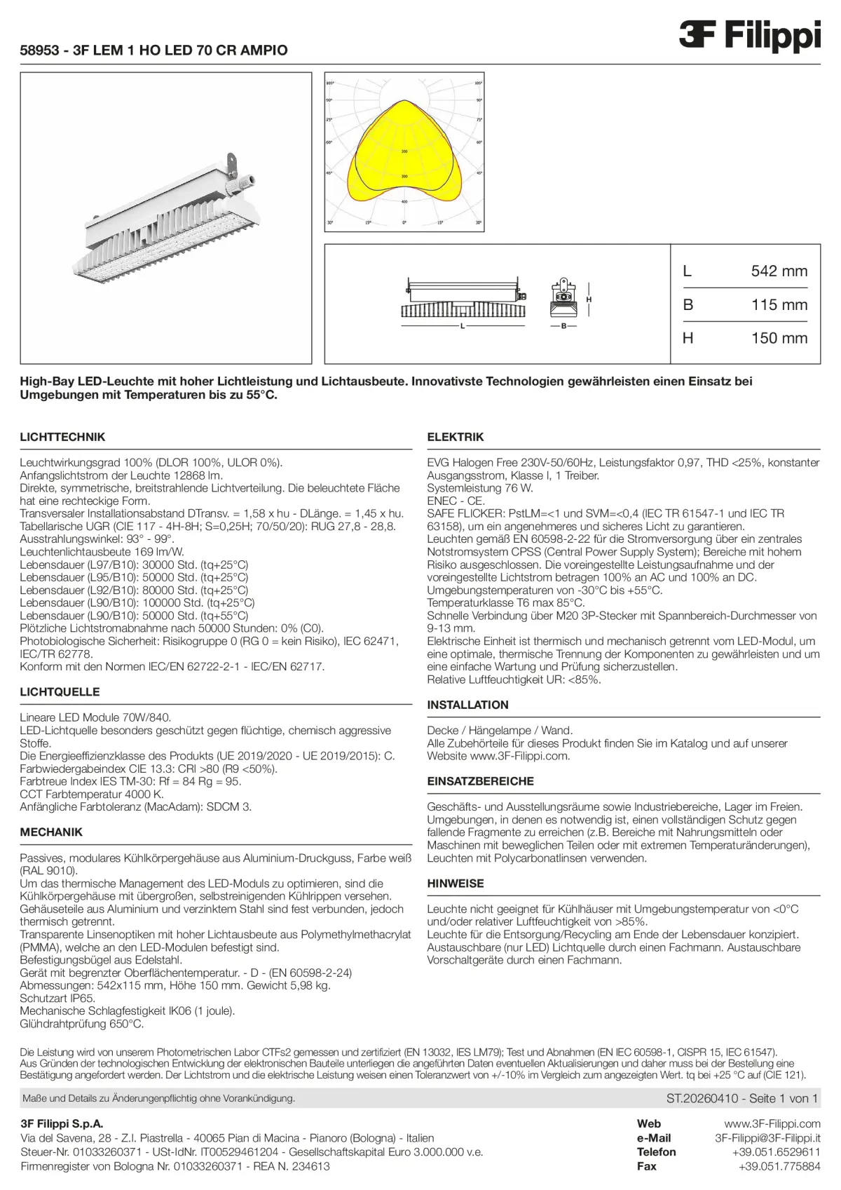 58953 - 3F LEM 1 HO LED 70 CR AMPIO - Datasheet - de