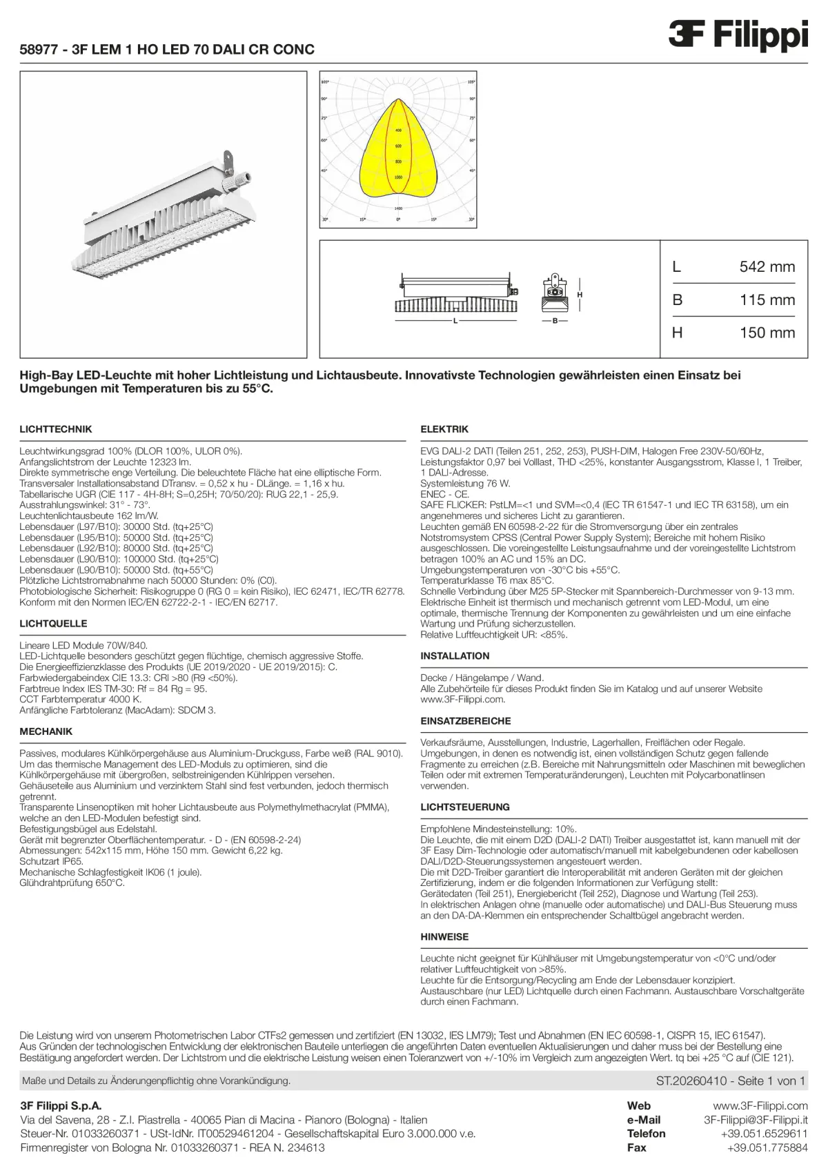 58977 - 3F LEM 1 HO LED 70 DALI CR CONC - Datasheet - de