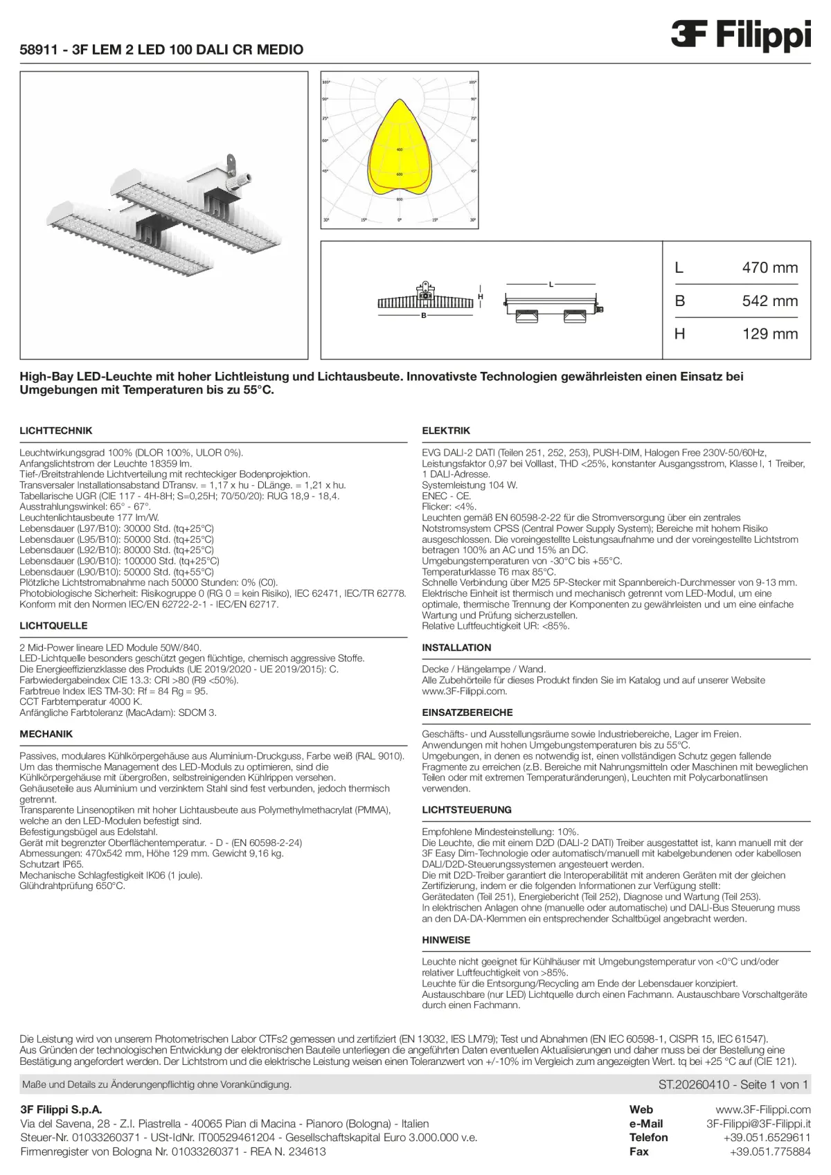 58911 - 3F LEM 2 LED 100 DALI CR MEDIO - Datasheet - de