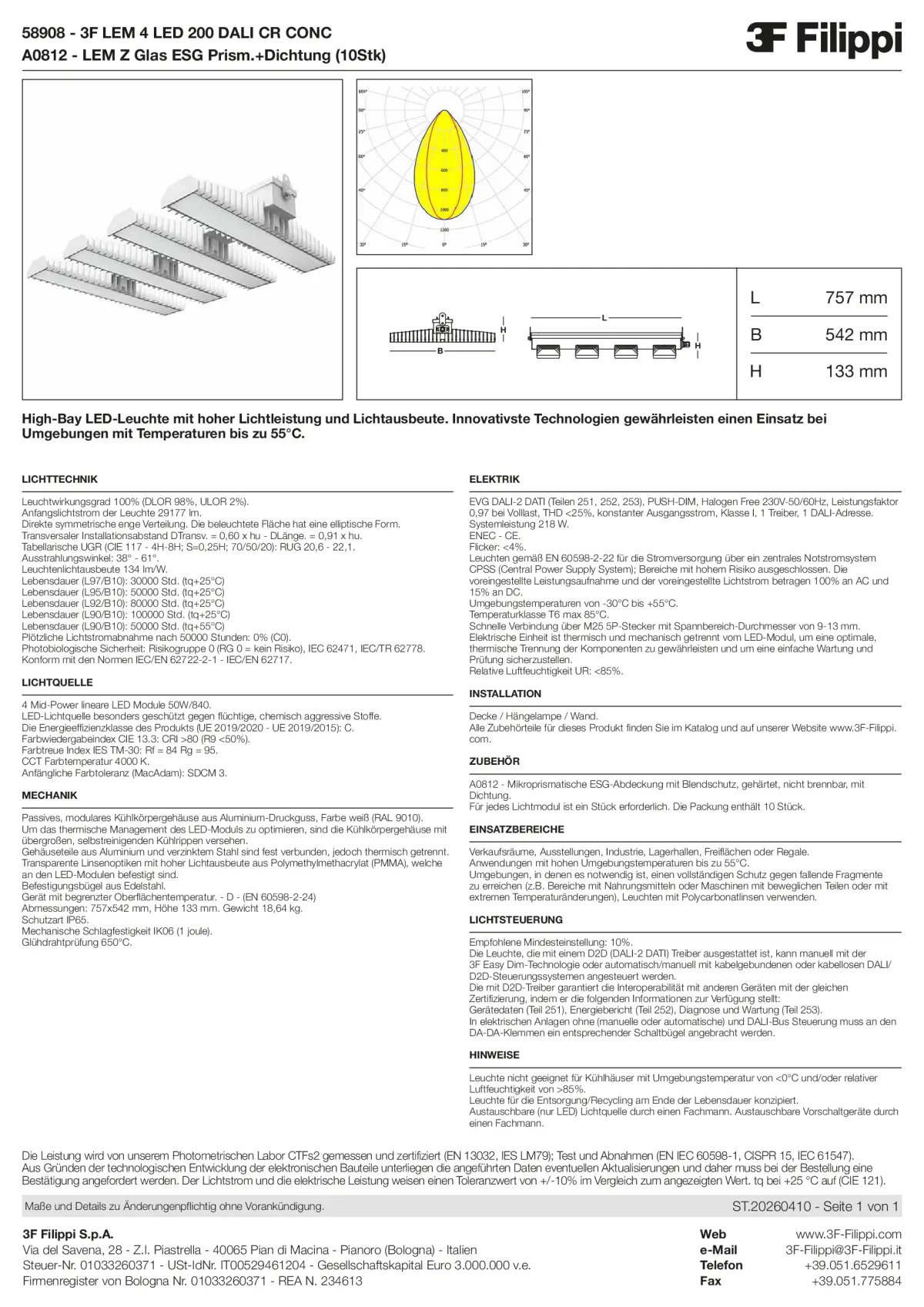58908+A0812 - 3F LEM 4 LED 200 DALI CR CONC + VS - Datasheet - de