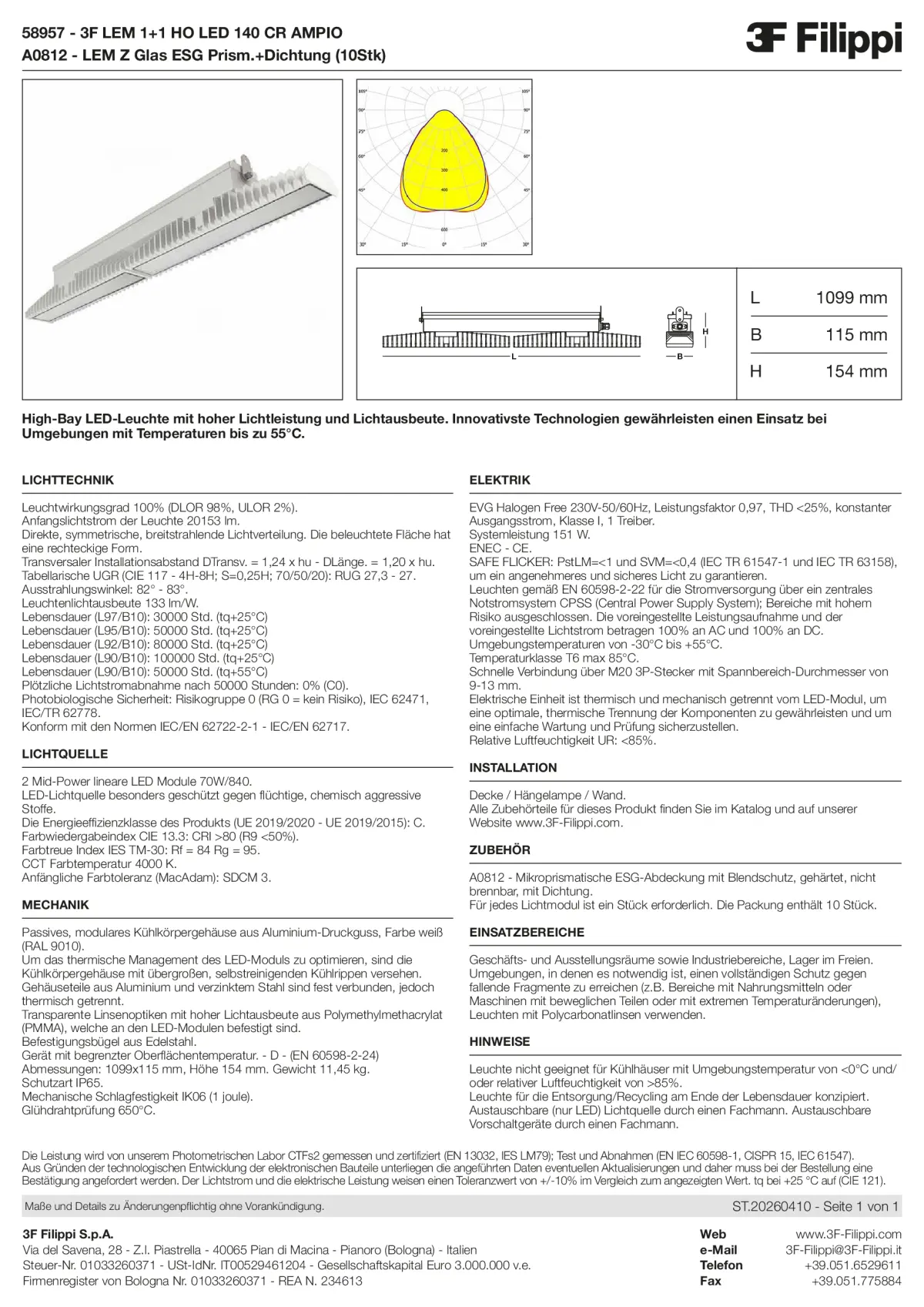 58957+A0812 - 3F LEM 1+1 HO LED 140 CR AMPIO + VS - Datasheet - de