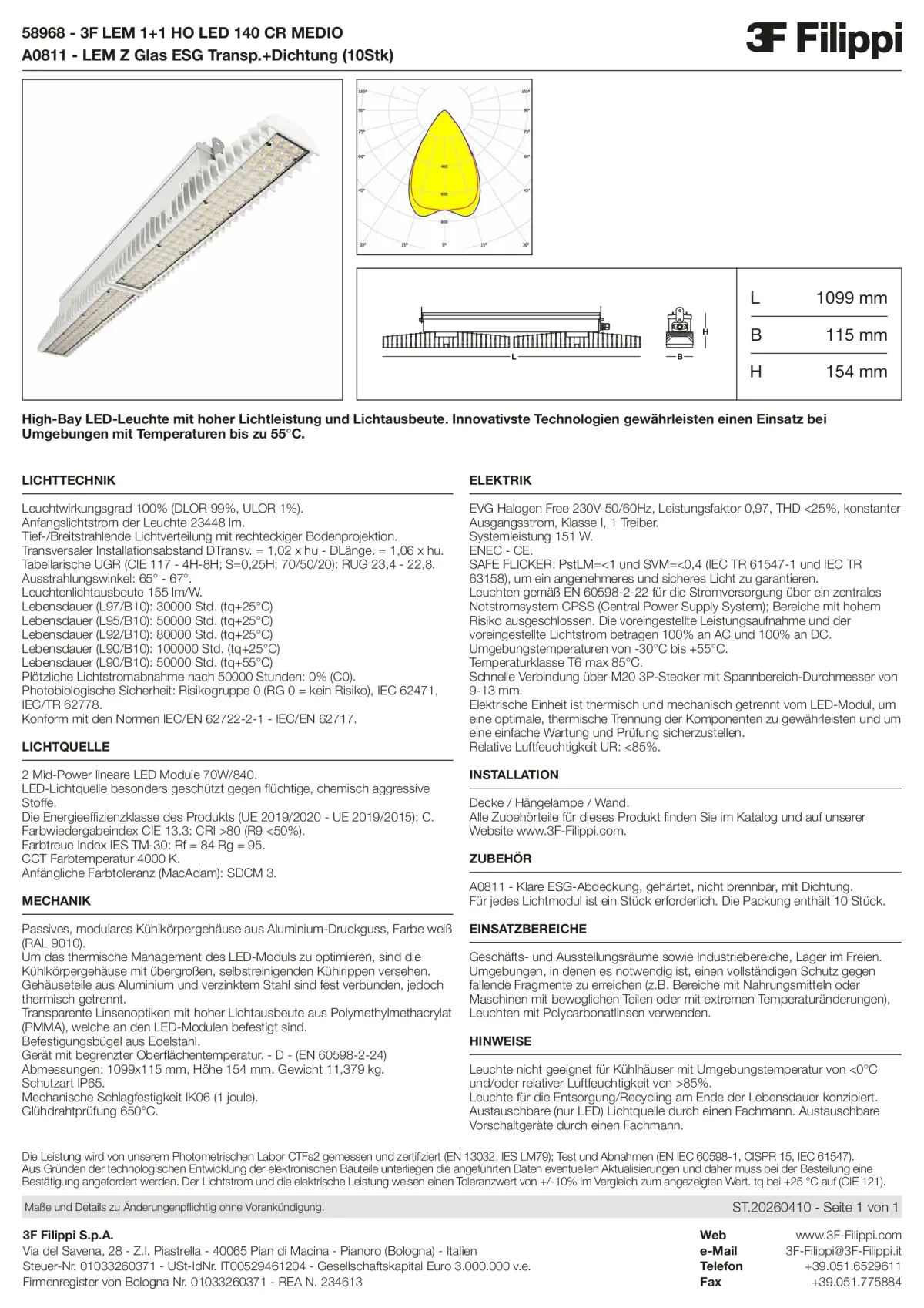 58968+A0811 - 3F LEM 1+1 HO LED 140 CR MEDIO + VT - Datasheet - de