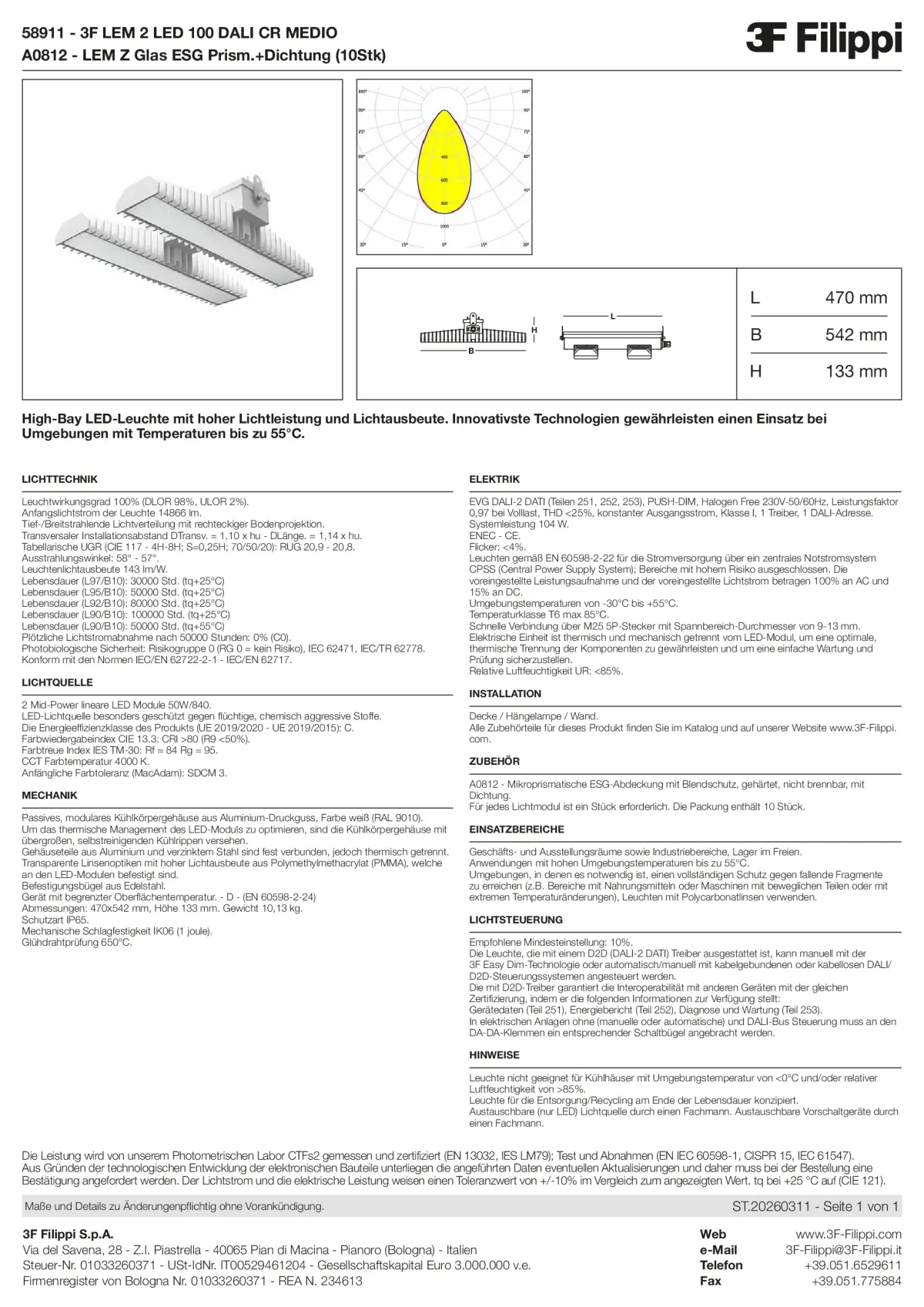 58911+A0812 - 3F LEM 2 LED 100 DALI CR MEDIO + VS - Datasheet - de