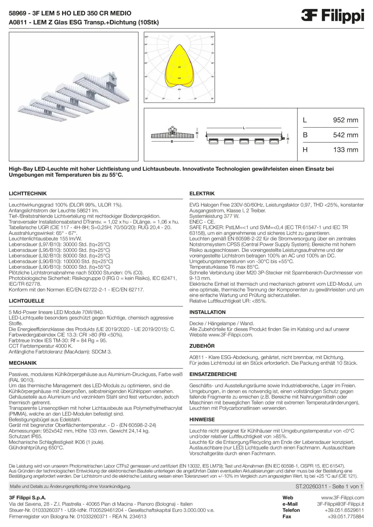 58969+A0811 - 3F LEM 5 HO LED 350 CR MEDIO + VT - Datasheet - de