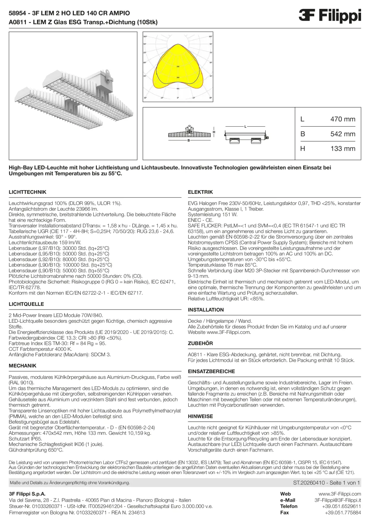 58954+A0811 - 3F LEM 2 HO LED 140 CR AMPIO + VT - Datasheet - de