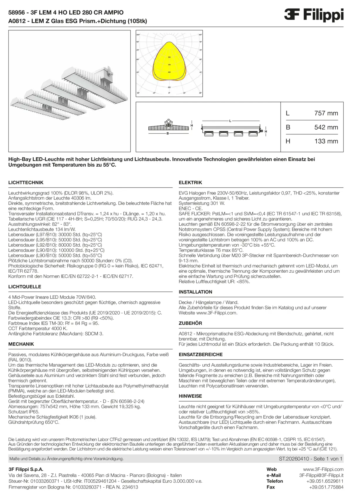 58956+A0812 - 3F LEM 4 HO LED 280 CR AMPIO + VS - Datasheet - de
