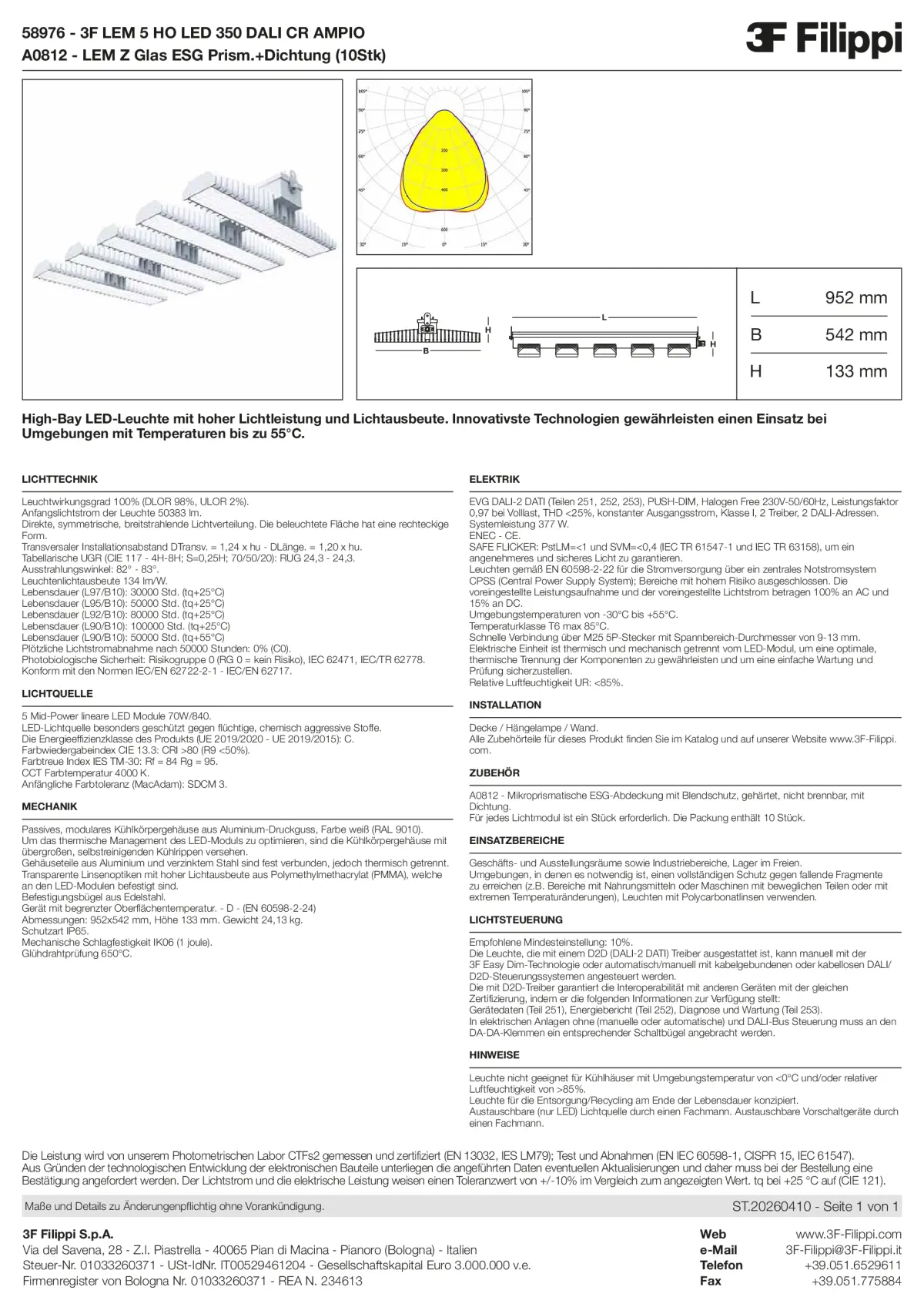 58976+A0812 - 3F LEM 5 HO LED 350 DALI CR AMPIO + VS - Datasheet - de