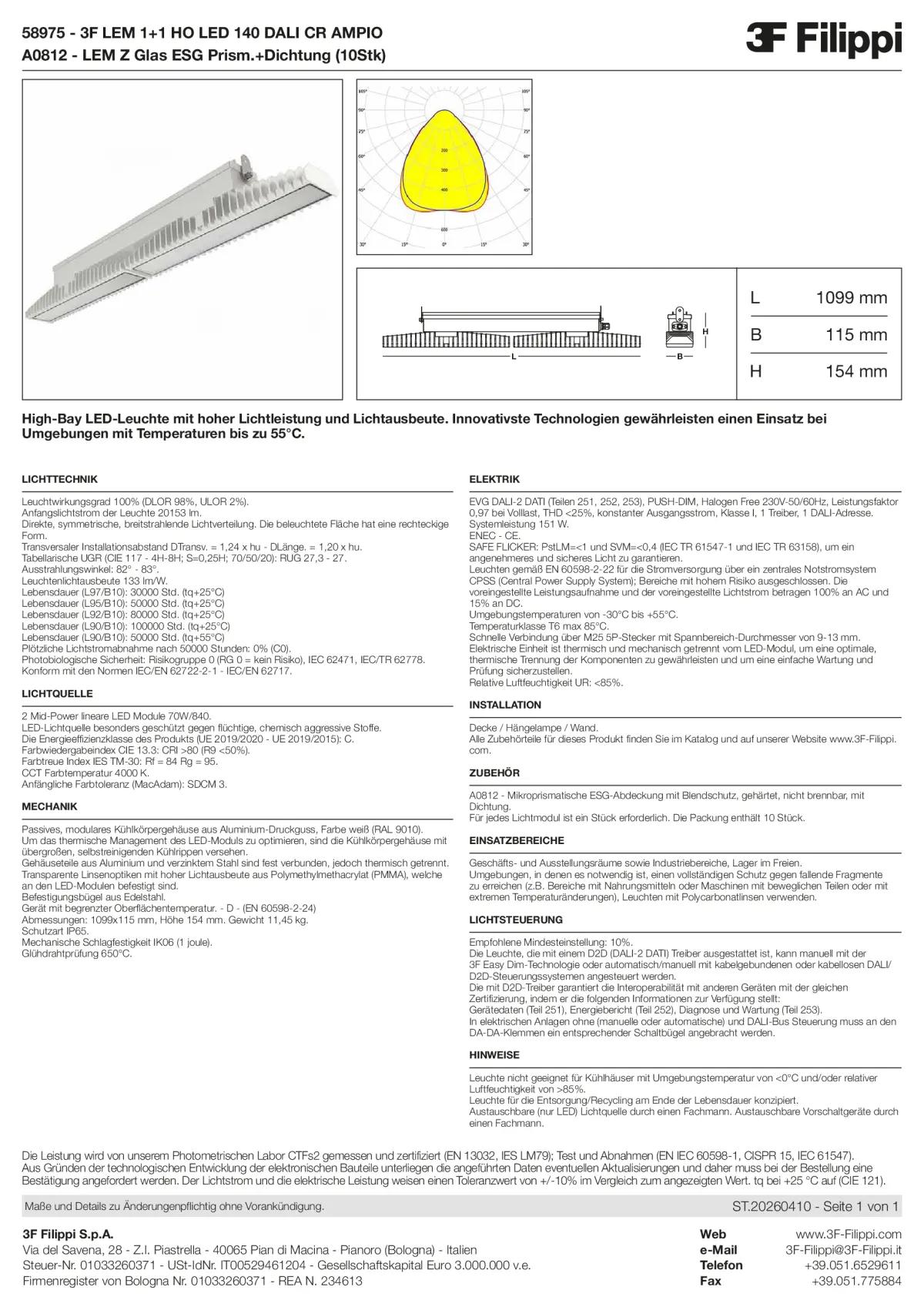 58975+A0812 - 3F LEM 1+1 HO LED 140 DALI CR AMPIO + VS - Datasheet - de