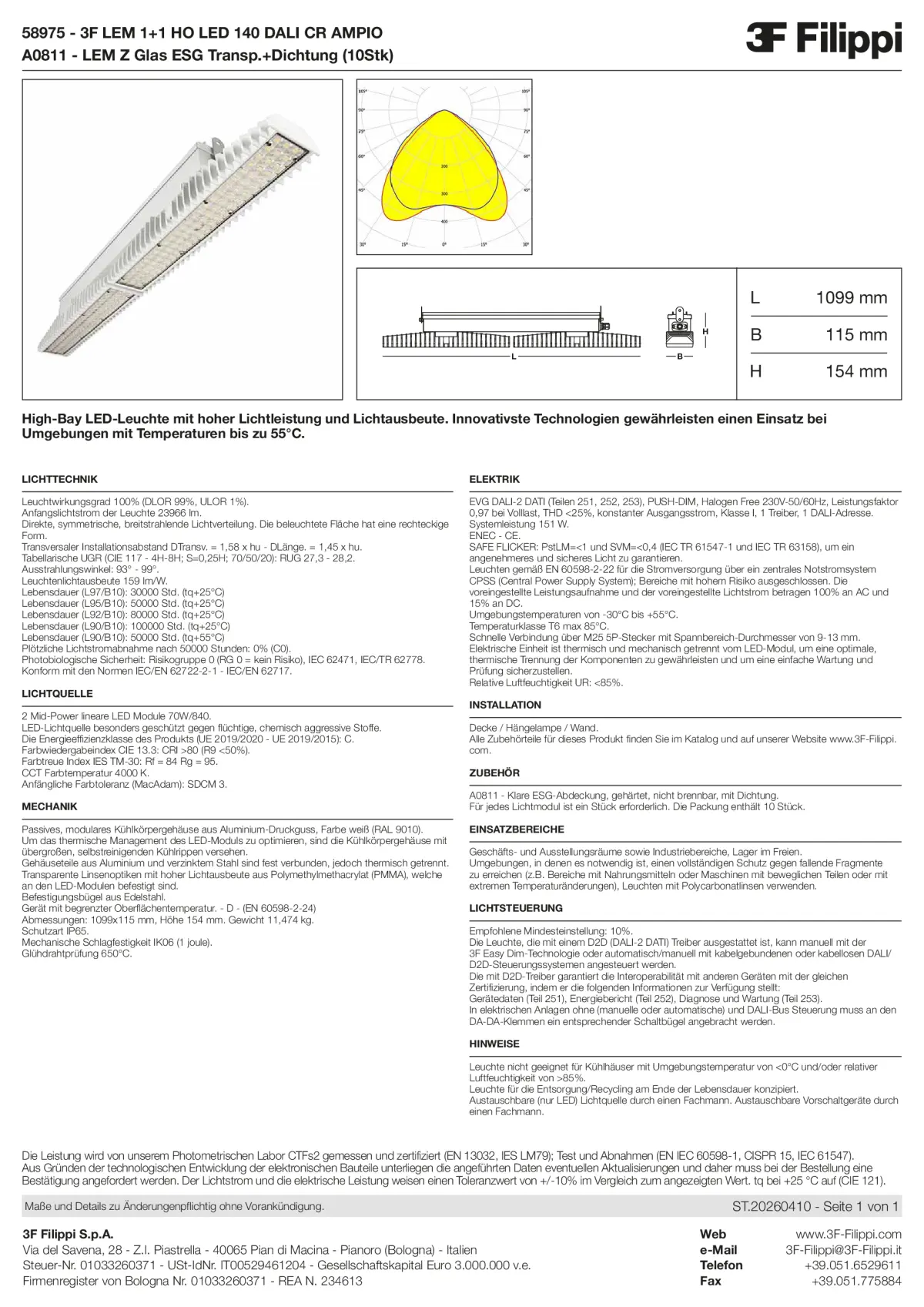 58975+A0811 - 3F LEM 1+1 HO LED 140 DALI CR AMPIO + VT - Datasheet - de