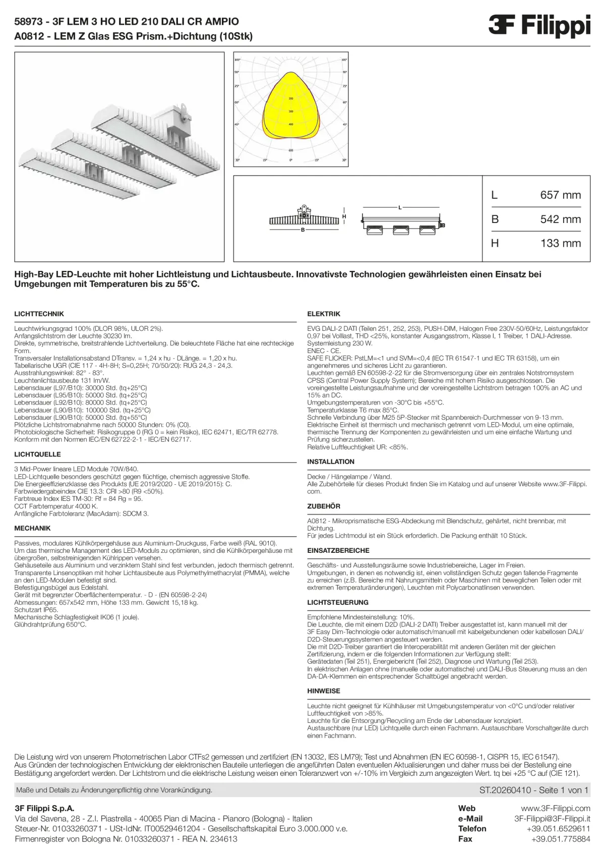58973+A0812 - 3F LEM 3 HO LED 210 DALI CR AMPIO + VS - Datasheet - de