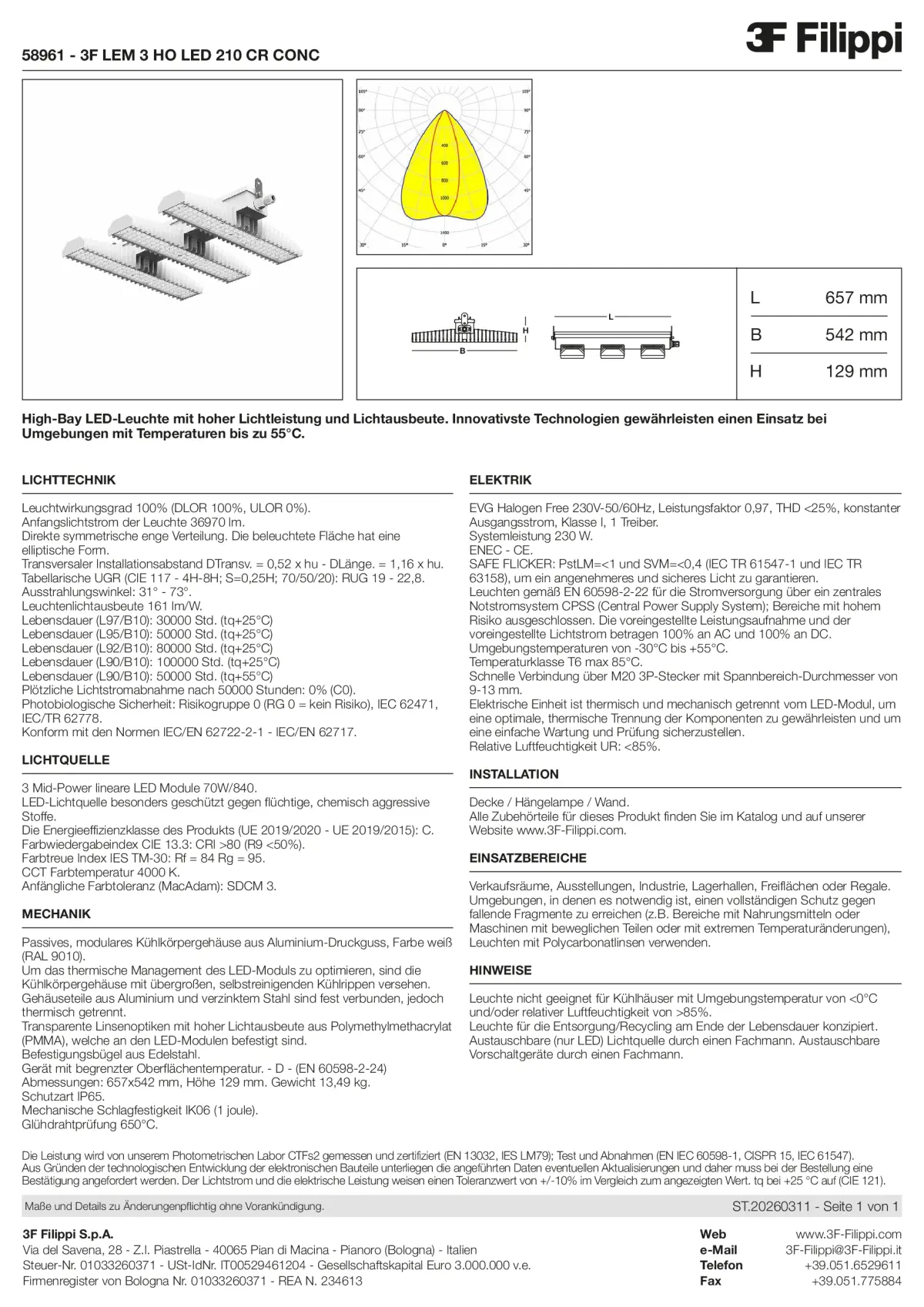 58961 - 3F LEM 3 HO LED 210 CR CONC - Datasheet - de