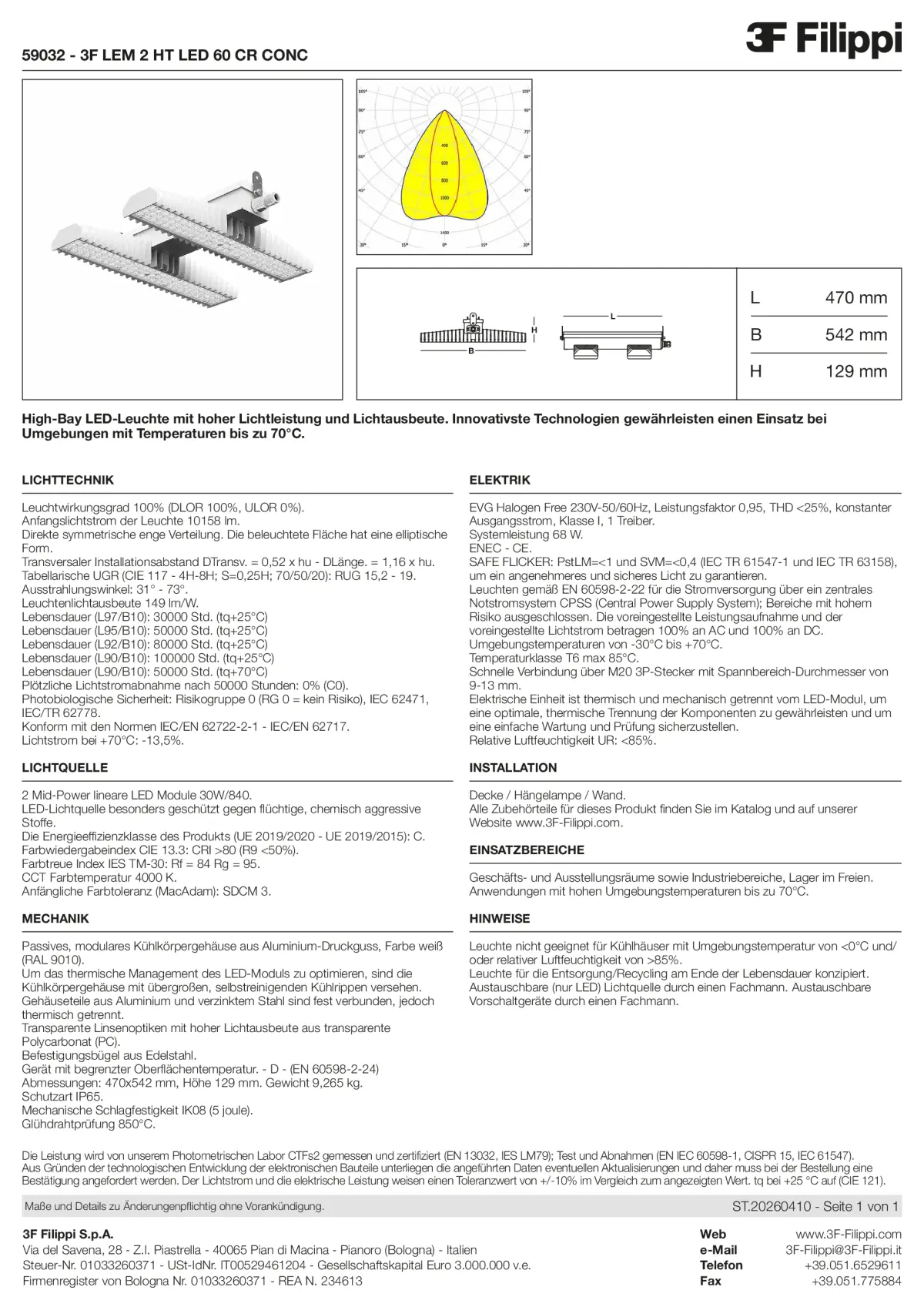 59032 - 3F LEM 2 HT LED 60 CR CONC - Datasheet - de