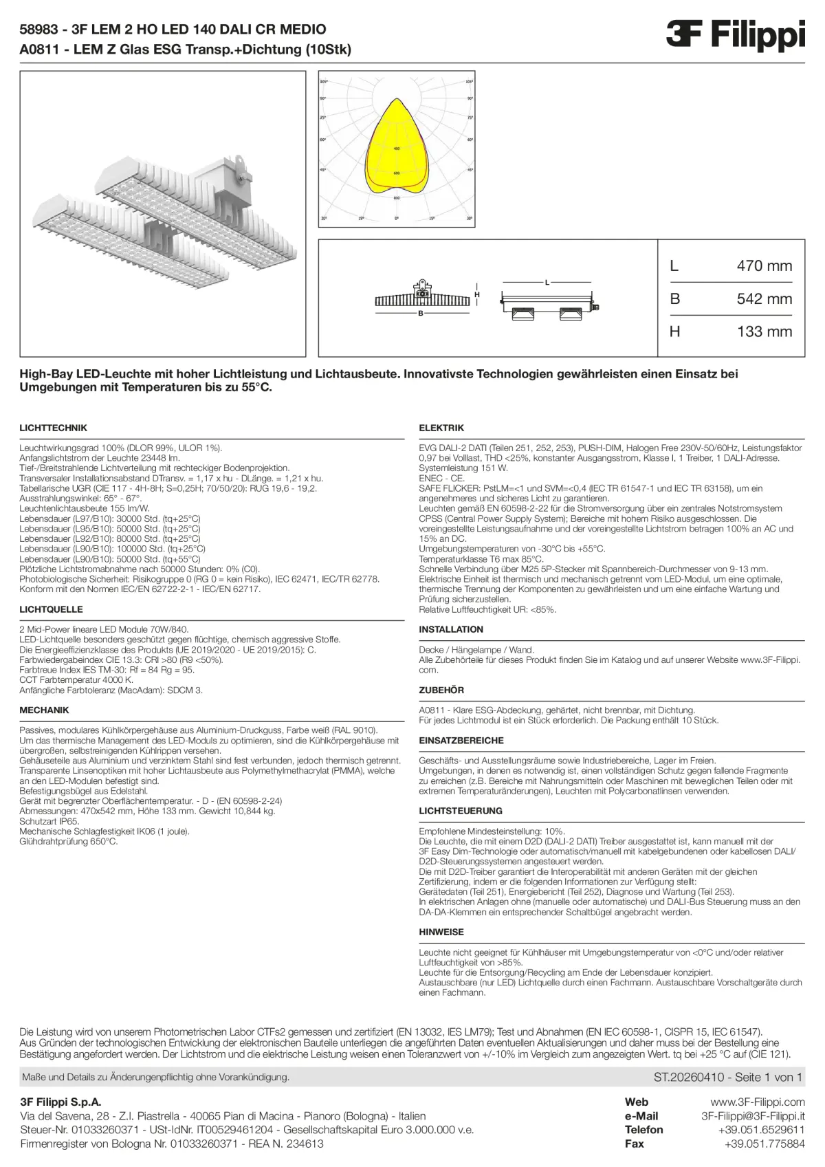 58983+A0811 - 3F LEM 2 HO LED 140 DALI CR MEDIO + VT - Datasheet - de