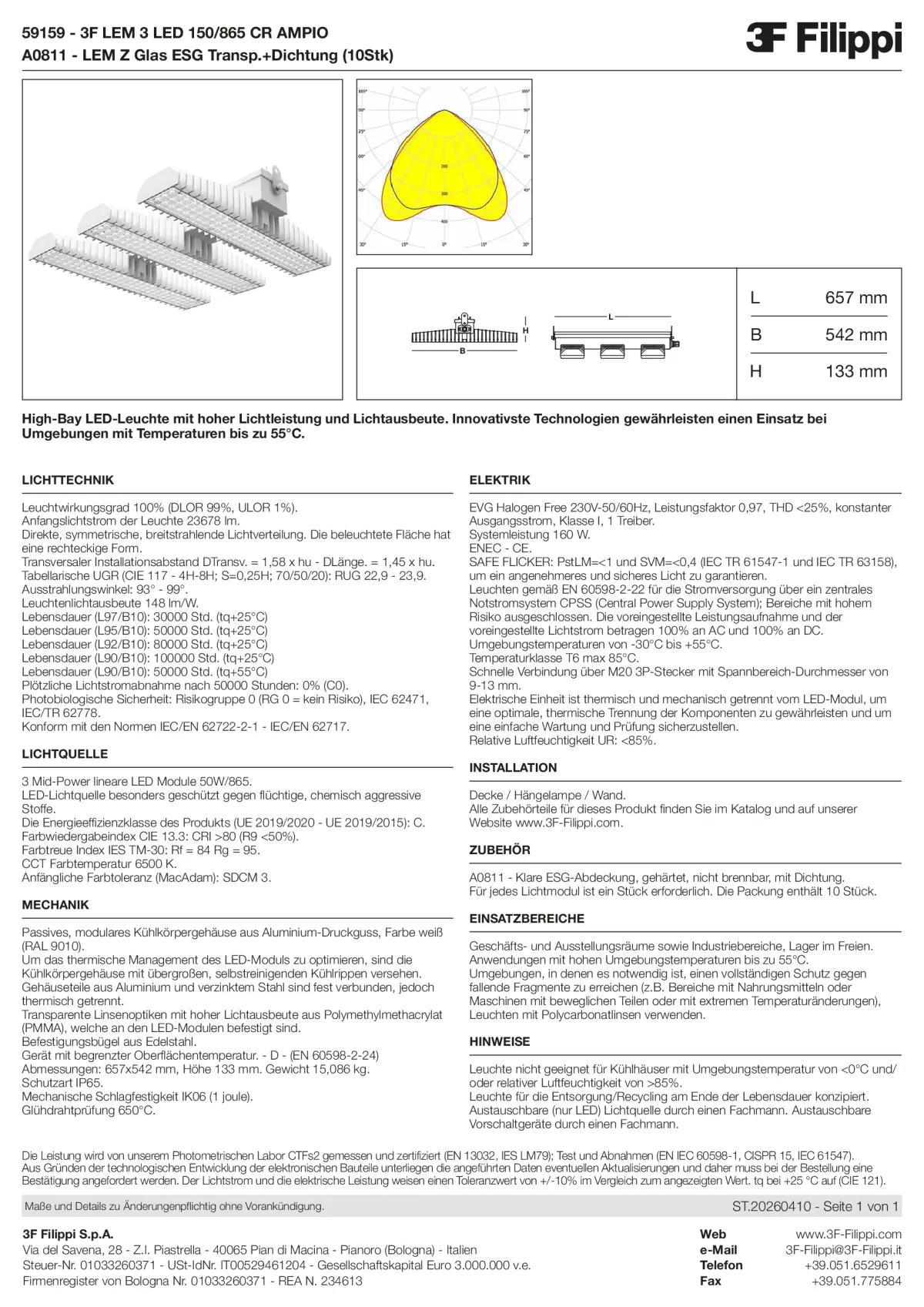 59159+A0811 - 3F LEM 3 LED 150-865 CR AMPIO + VT - Datasheet - de