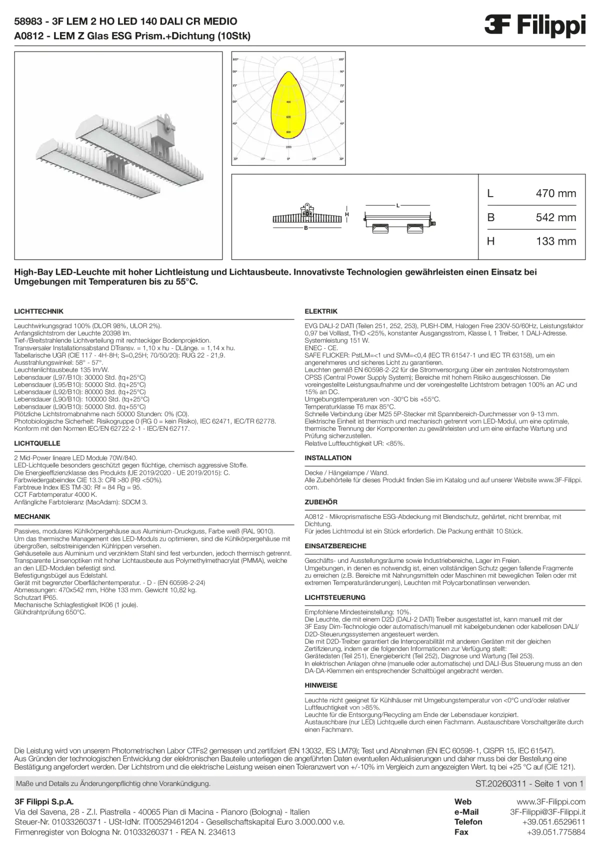 58983+A0812 - 3F LEM 2 HO LED 140 DALI CR MEDIO + VS - Datasheet - de