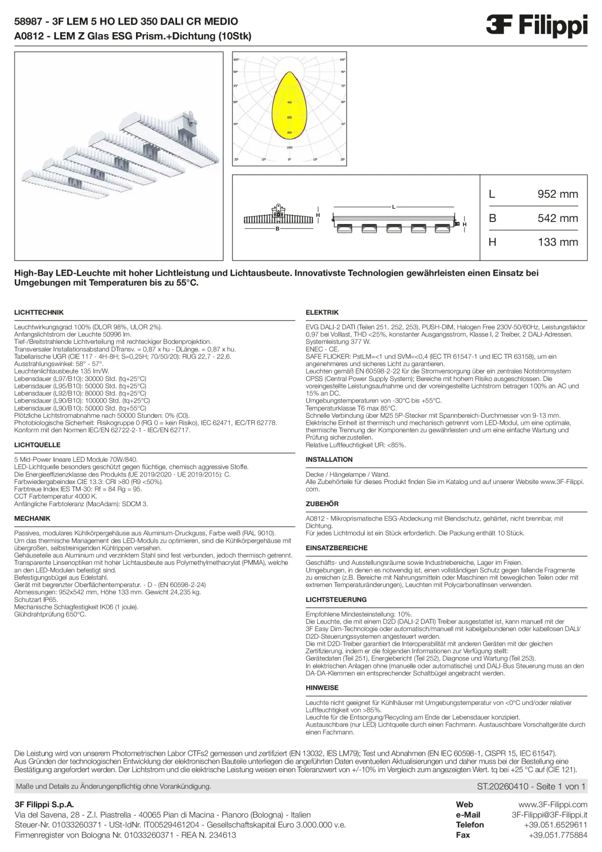 58987+A0812 - 3F LEM 5 HO LED 350 DALI CR MEDIO + VS - Datasheet - de