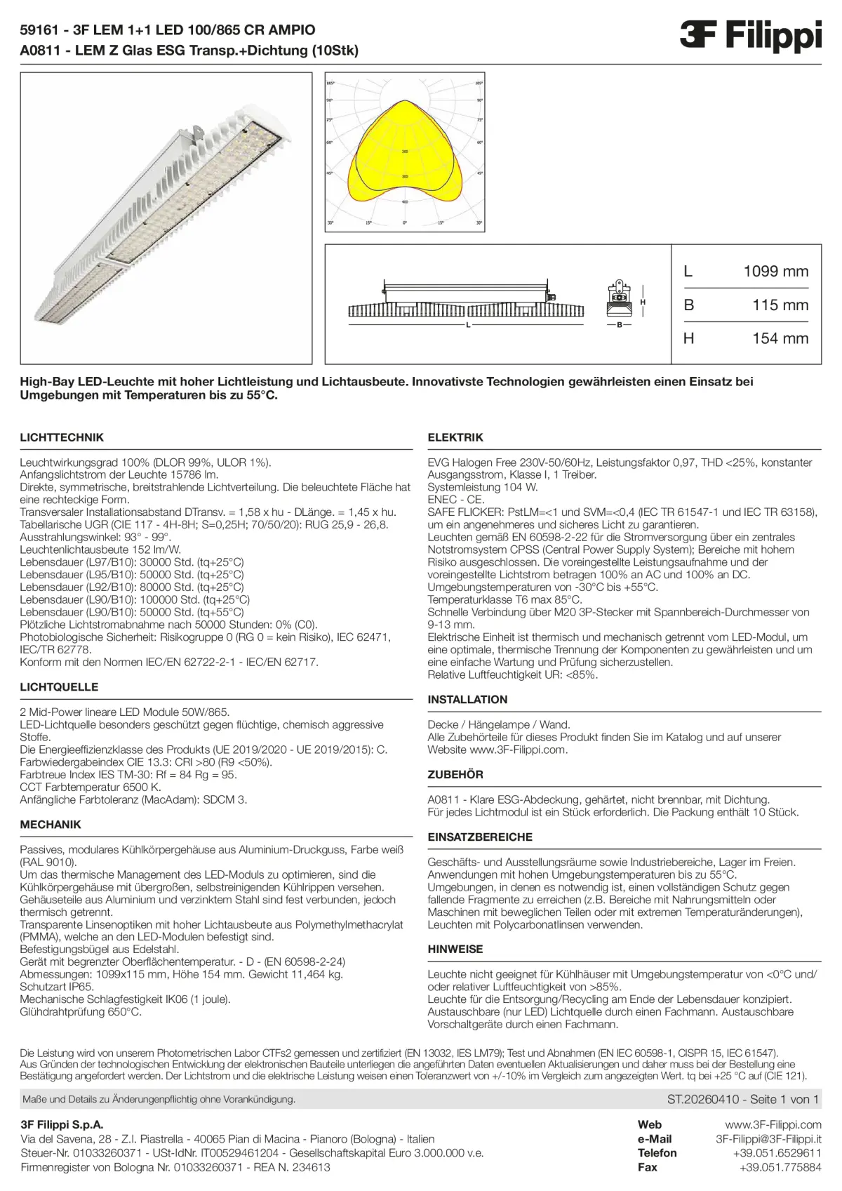 59161+A0811 - 3F LEM 1+1 LED 100-865 CR AMPIO + VT - Datasheet - de