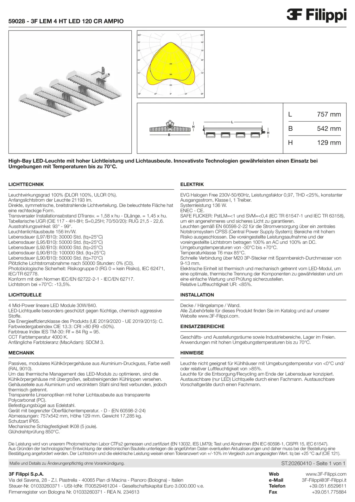59028 - 3F LEM 4 HT LED 120 CR AMPIO - Datasheet - de