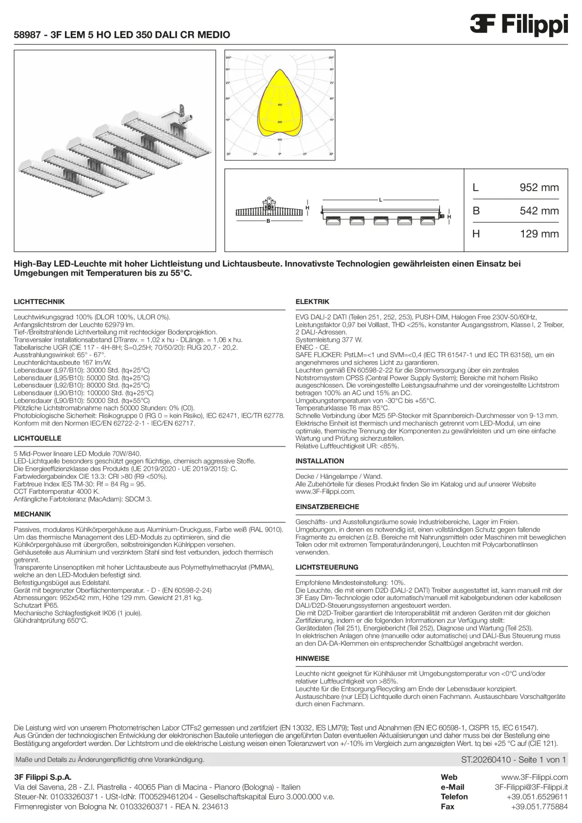 58987 - 3F LEM 5 HO LED 350 DALI CR MEDIO - Datasheet - de