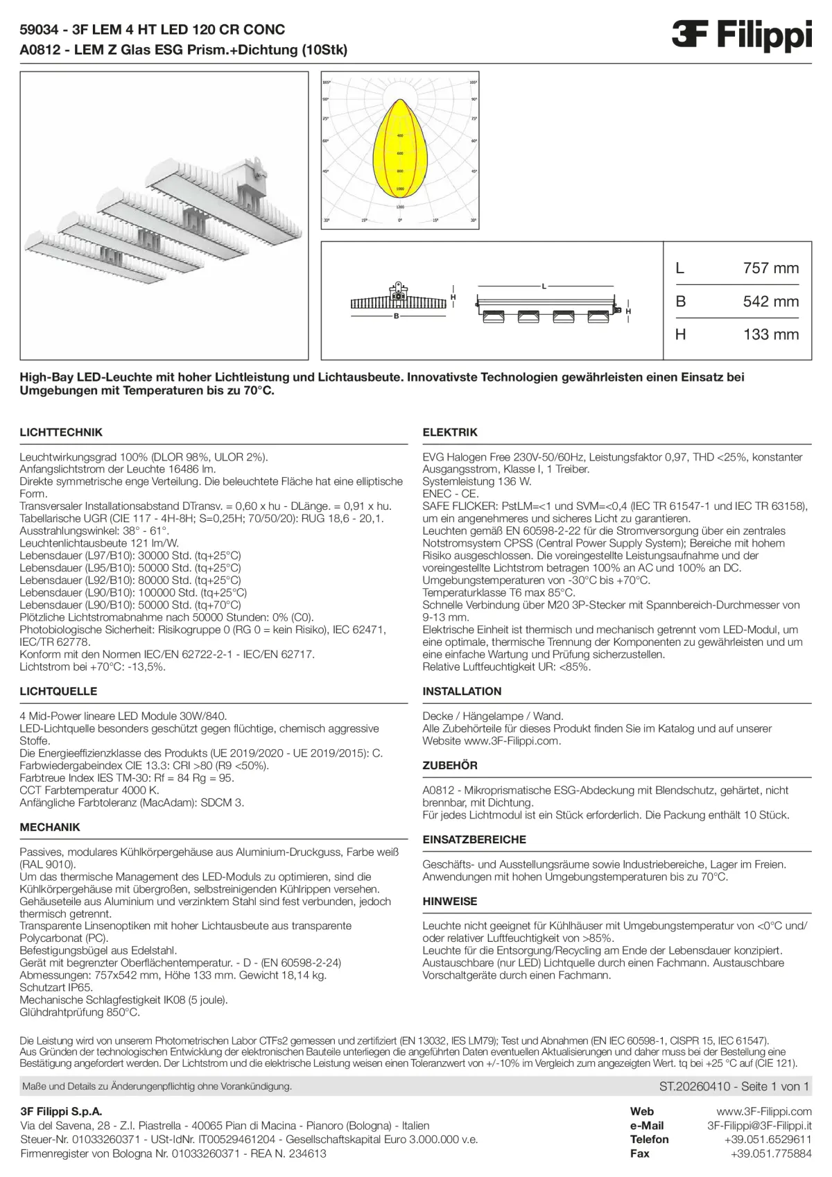 59034+A0812 - 3F LEM 4 HT LED 120 CR CONC + VS - Datasheet - de