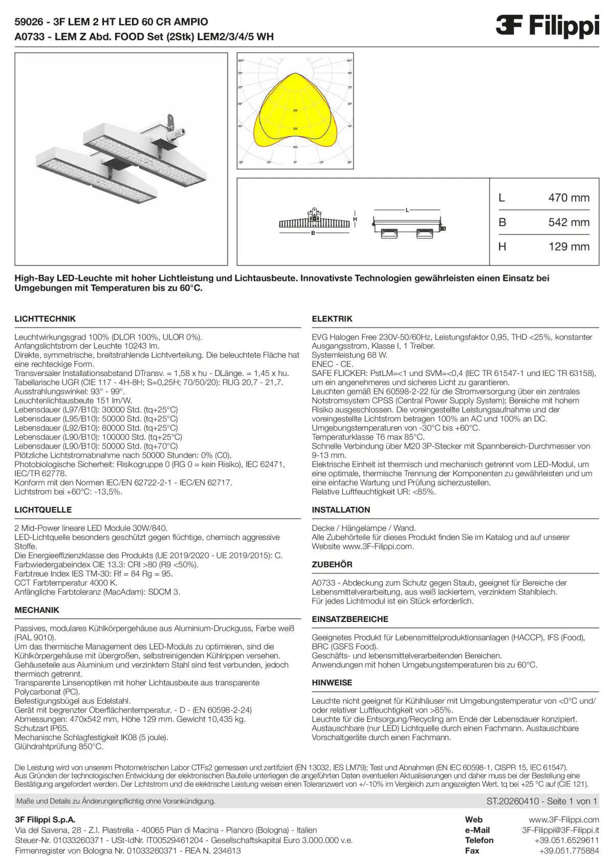 59026+A0733 - 3F LEM 2 HT LED 60 CR AMPIO + FOOD - Datasheet - de
