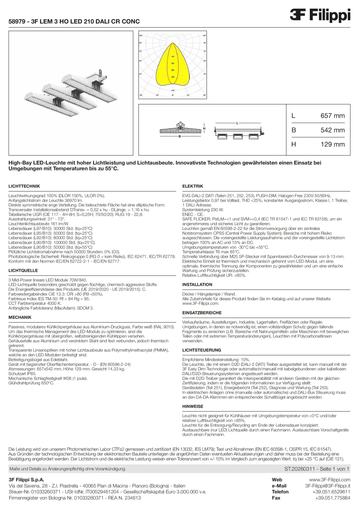 58979 - 3F LEM 3 HO LED 210 DALI CR CONC - Datasheet - de