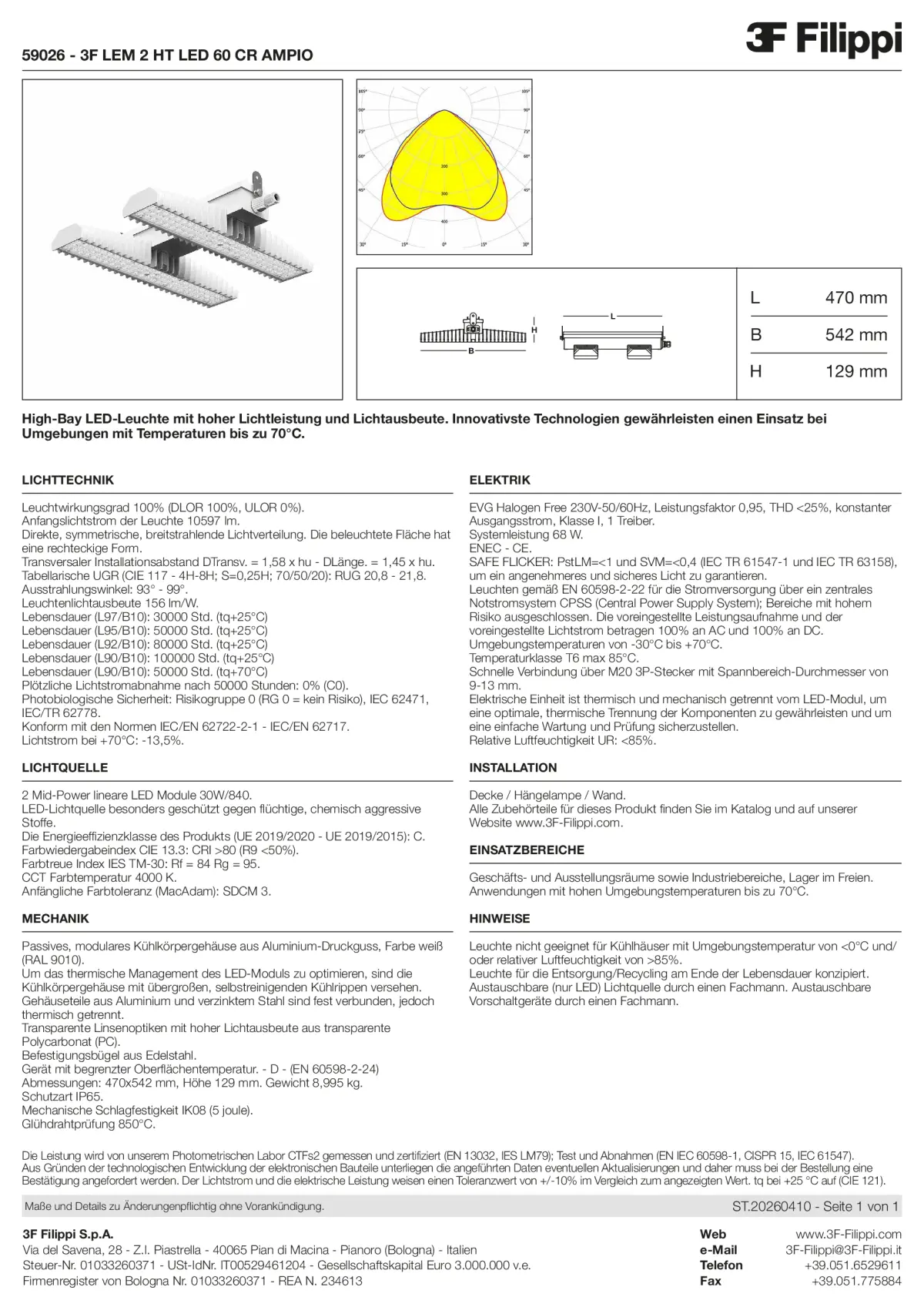 59026 - 3F LEM 2 HT LED 60 CR AMPIO - Datasheet - de