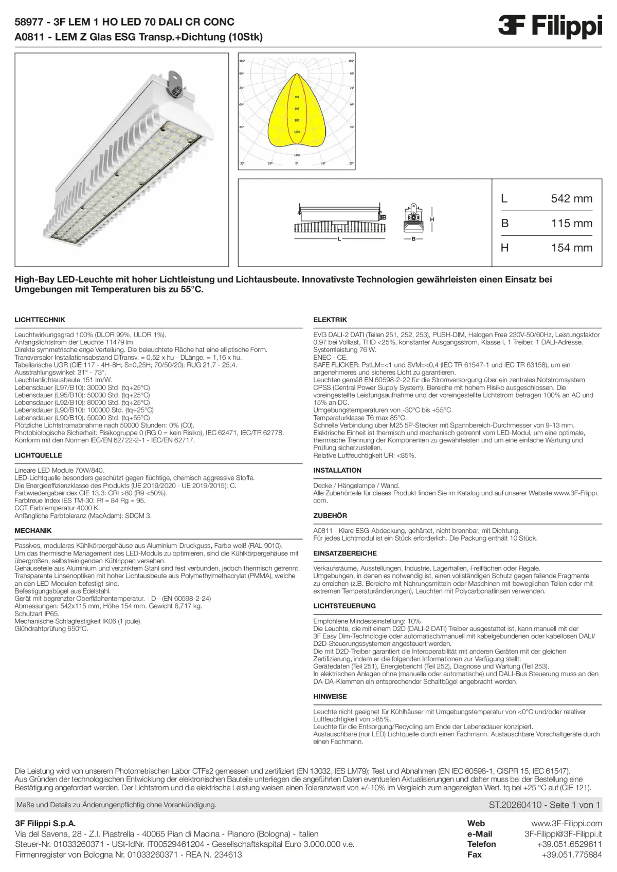 58977+A0811 - 3F LEM 1 HO LED 70 DALI CR CONC + VT - Datasheet - de