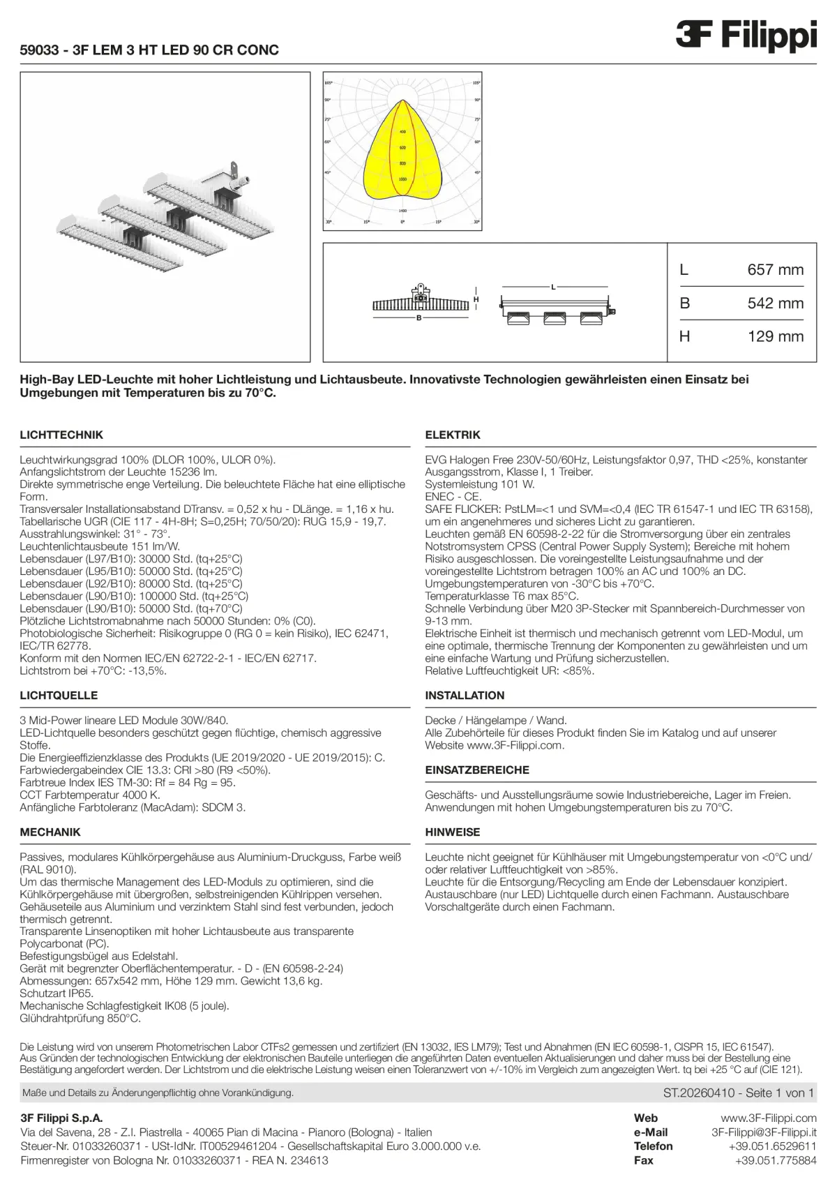 59033 - 3F LEM 3 HT LED 90 CR CONC - Datasheet - de