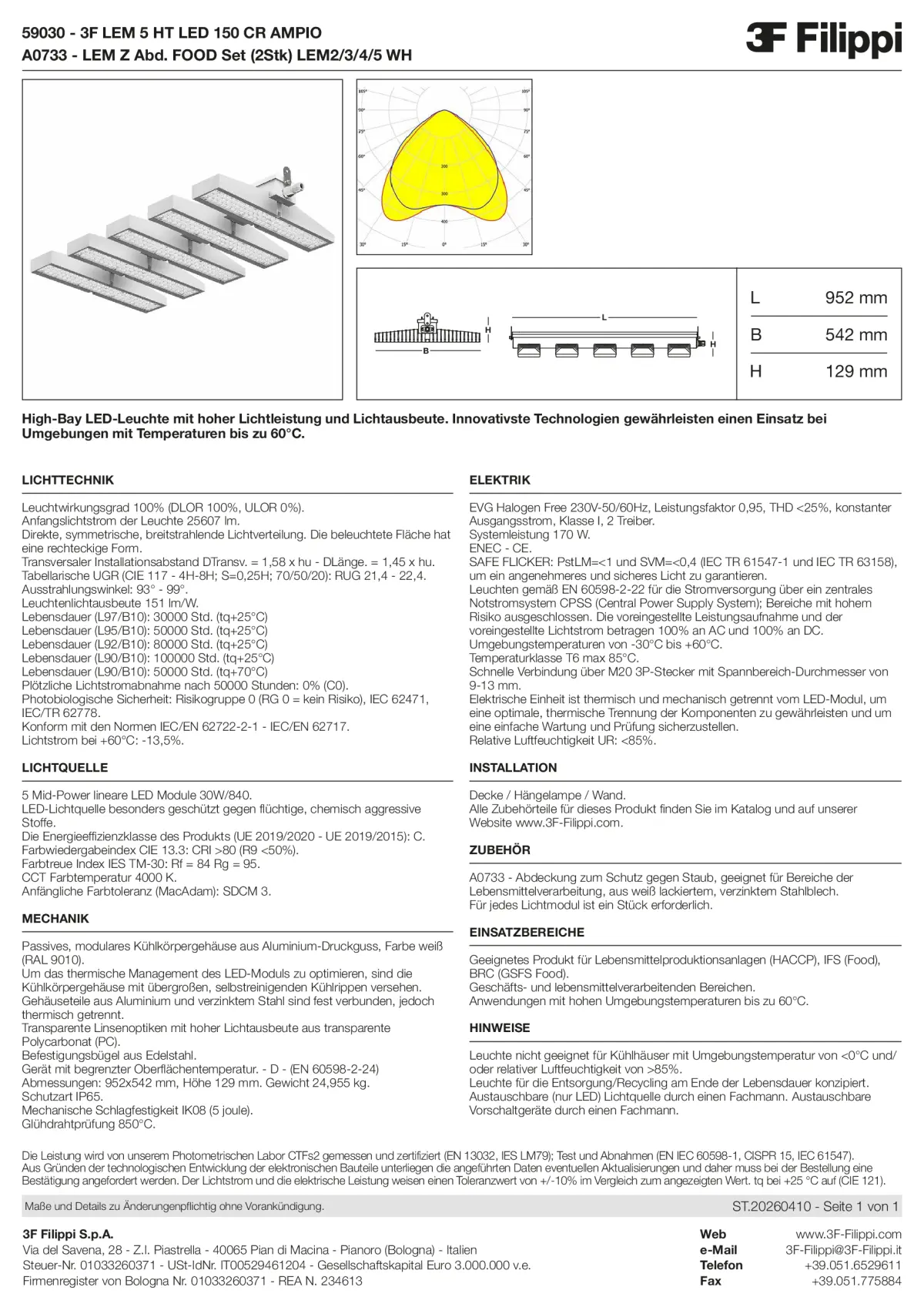 59030+A0733 - 3F LEM 5 HT LED 150 CR AMPIO + FOOD - Datasheet - de