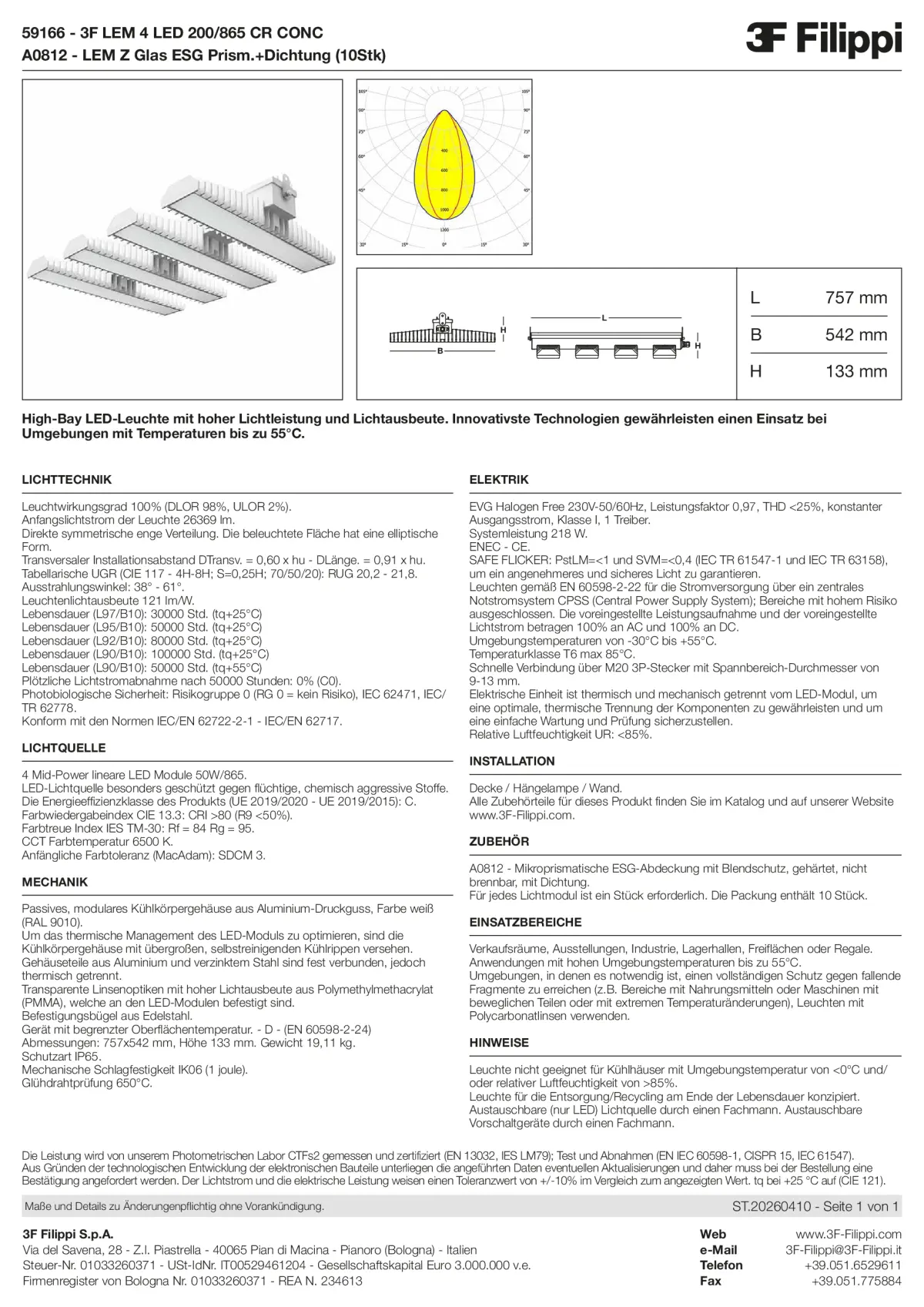 59166+A0812 - 3F LEM 4 LED 200-865 CR CONC + VS - Datasheet - de