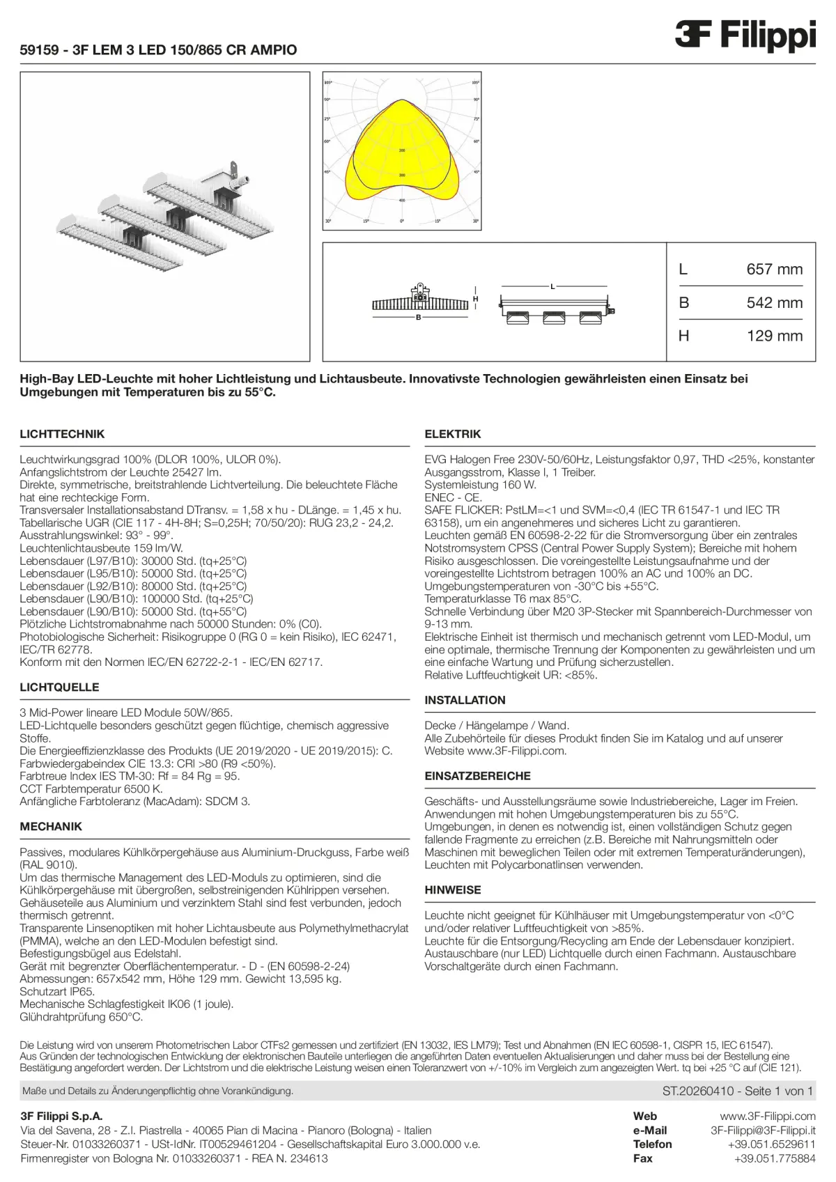 59159 - 3F LEM 3 LED 150-865 CR AMPIO - Datasheet - de