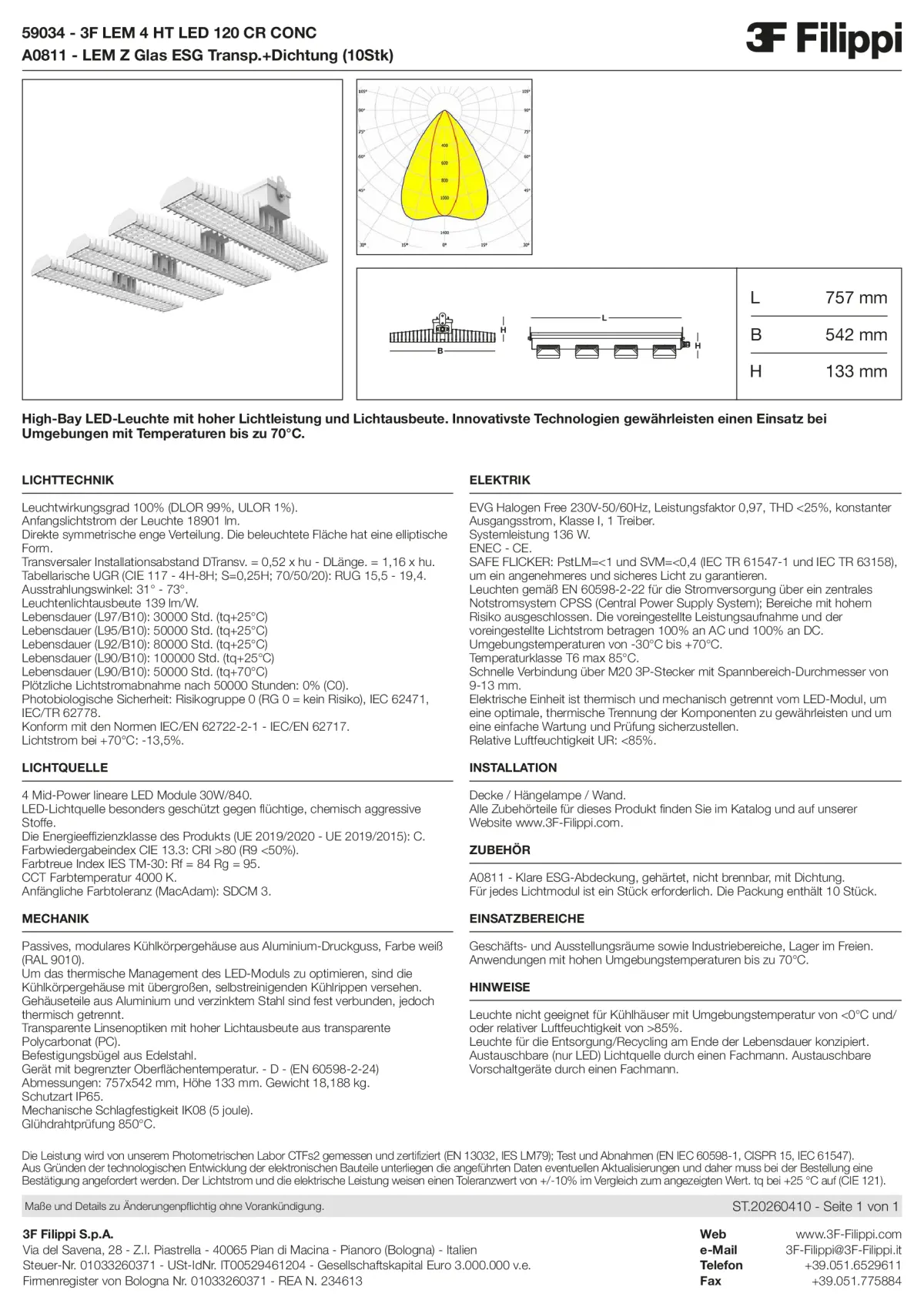 59034+A0811 - 3F LEM 4 HT LED 120 CR CONC + VT - Datasheet - de