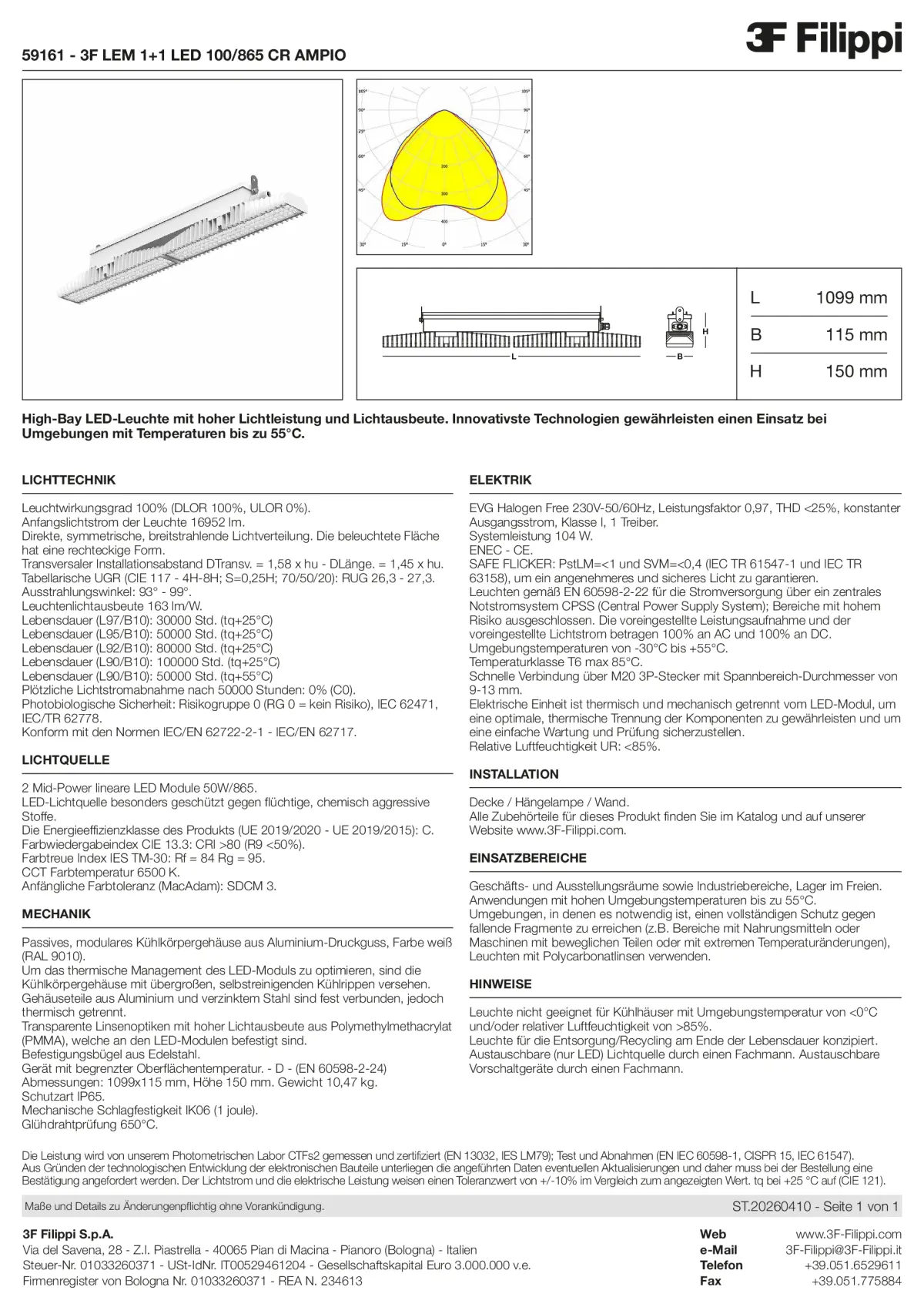 59161 - 3F LEM 1+1 LED 100-865 CR AMPIO - Datasheet - de