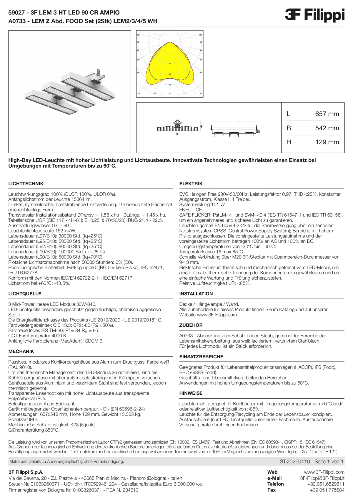 59027+A0733 - 3F LEM 3 HT LED 90 CR AMPIO + FOOD - Datasheet - de