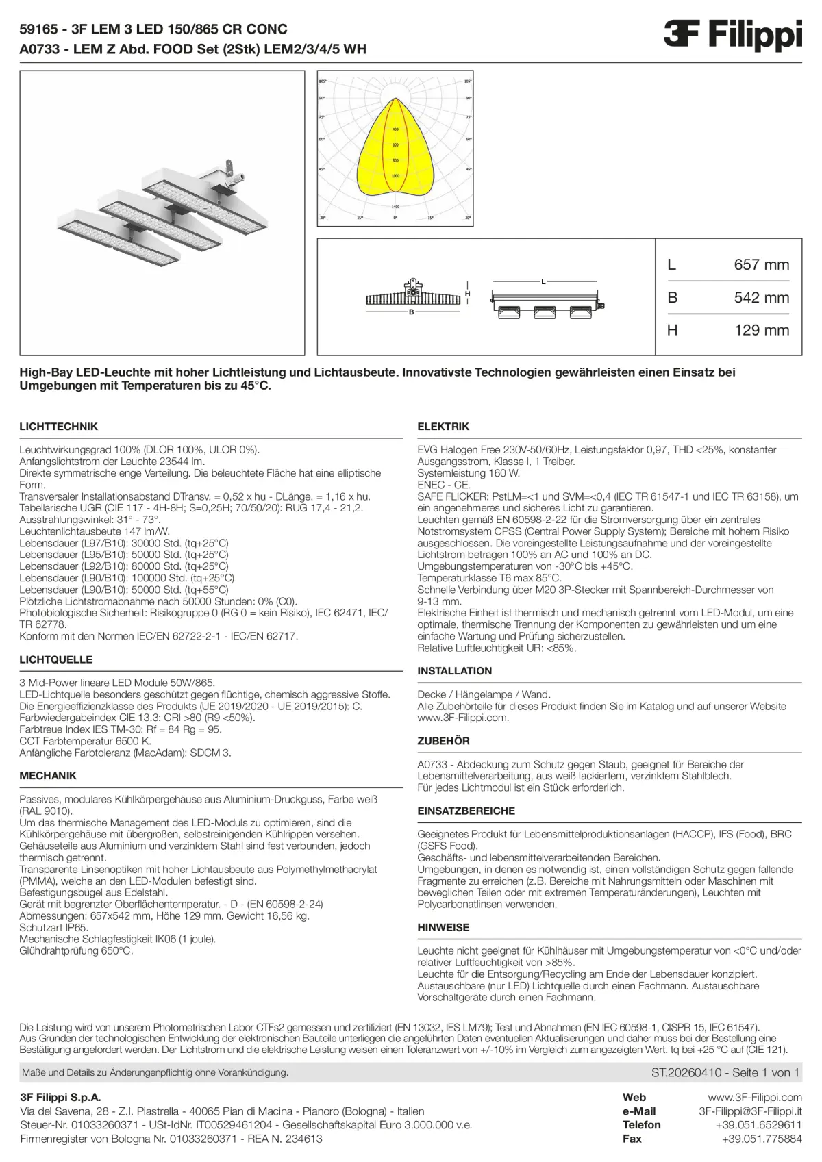 59165+A0733 - 3F LEM 3 LED 150-865 CR CONC + FOOD - Datasheet - de