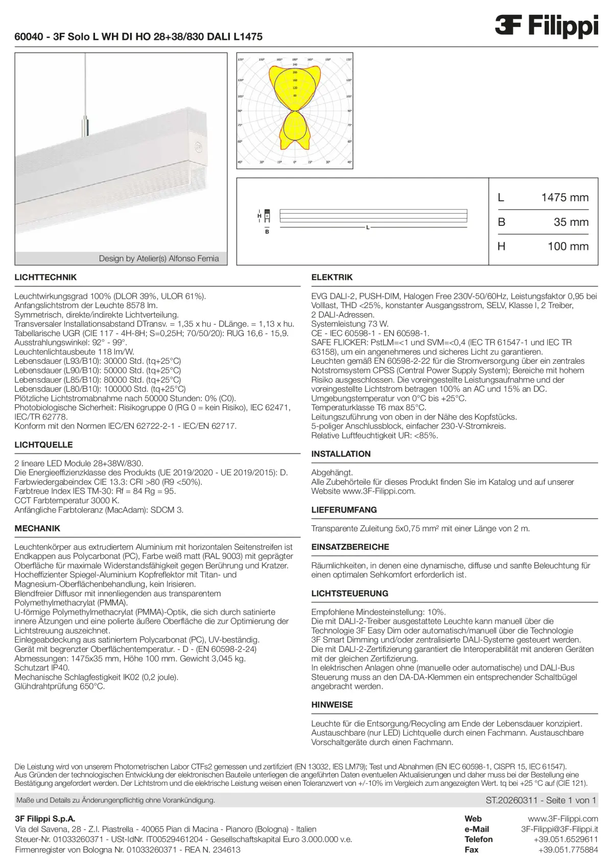 60040 - 3F Solo L WH DI HO 28+38-830 DALI L1475 - Datasheet - de
