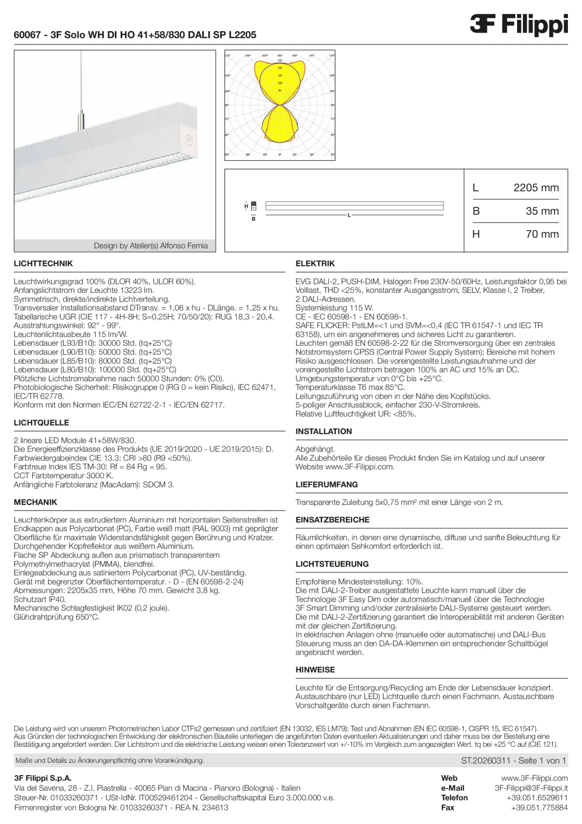 60067 - 3F Solo WH DI HO 41+58-830 DALI SP L2205 - Datasheet - de
