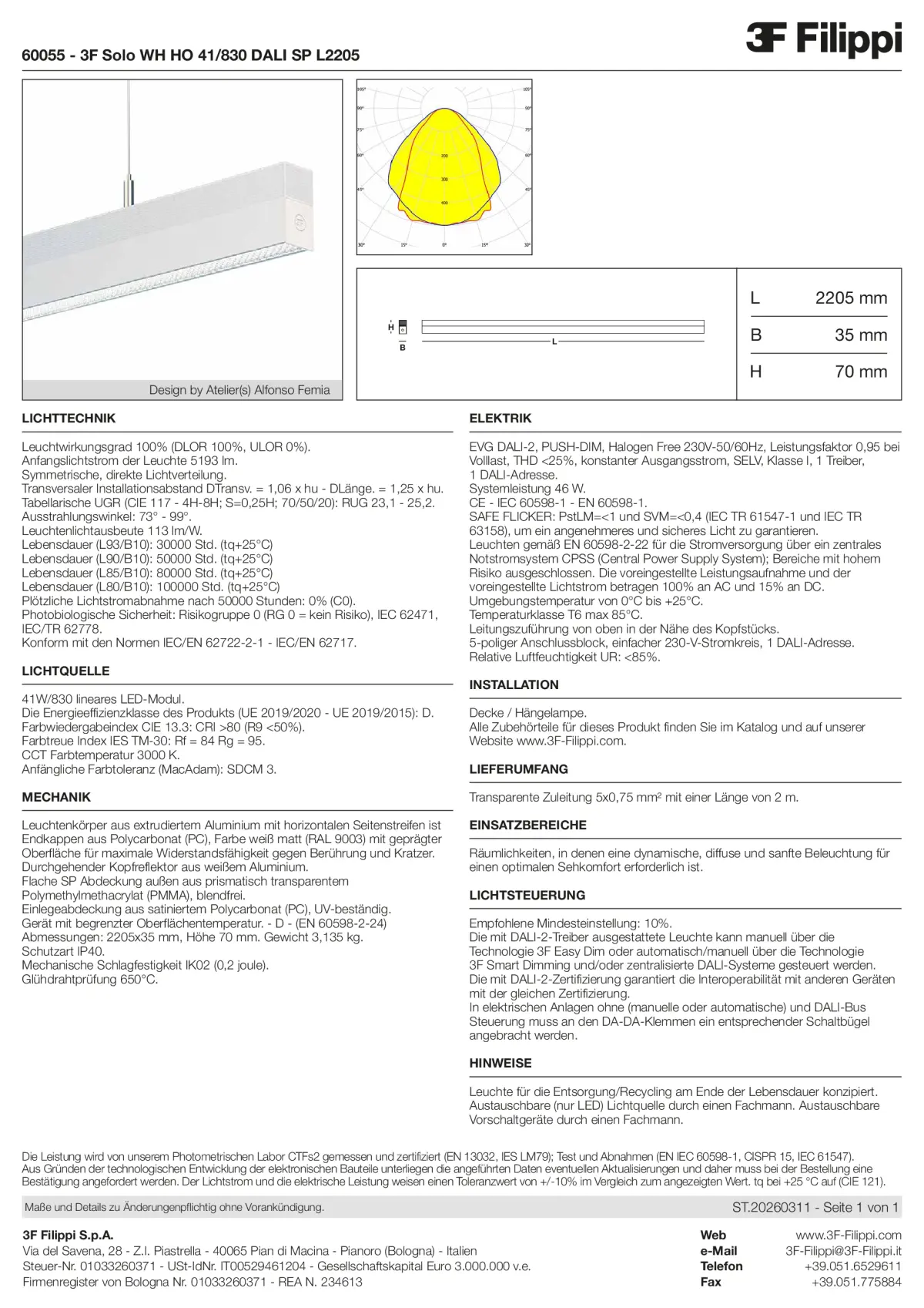 60055 - 3F Solo WH HO 41-830 DALI SP L2205 - Datasheet - de