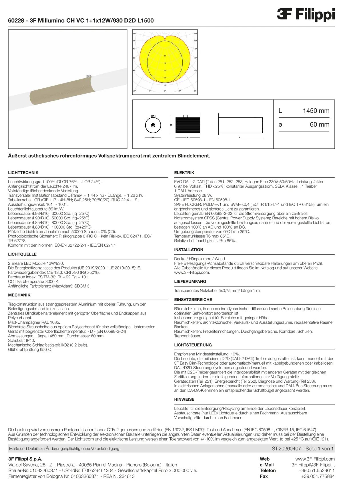 60228 - 3F Millumino CH VC 1+1x12W-930 D2D L1500 - Datasheet - de