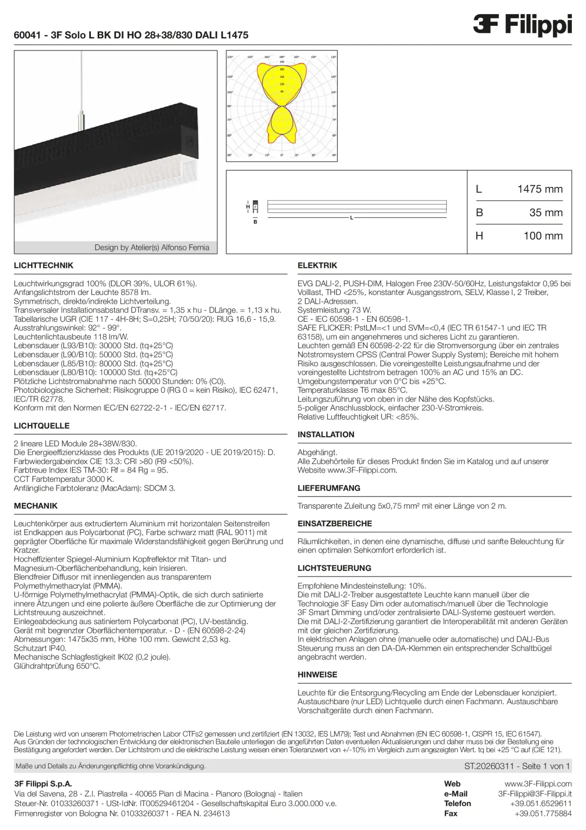 60041 - 3F Solo L BK DI HO 28+38-830 DALI L1475 - Datasheet - de