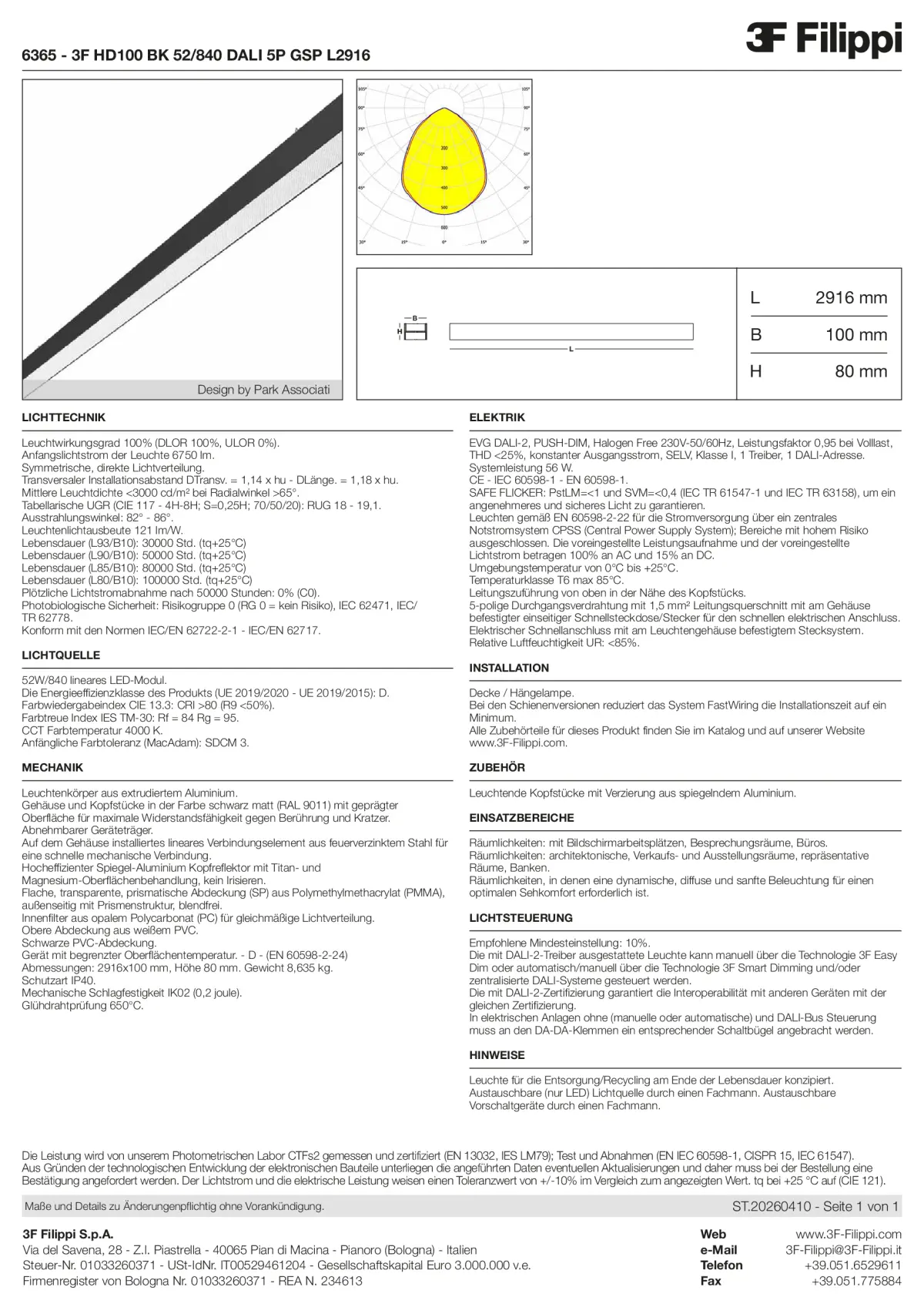 6365 - 3F HD100 BK 52-840 DALI 5P GSP L2916 - Datasheet - de